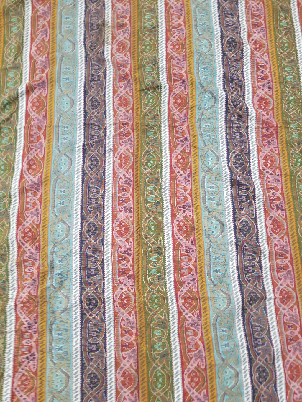Vintage French Handwoven Intricate Striped Wool Blanket Throw / Shawl 180x170cm