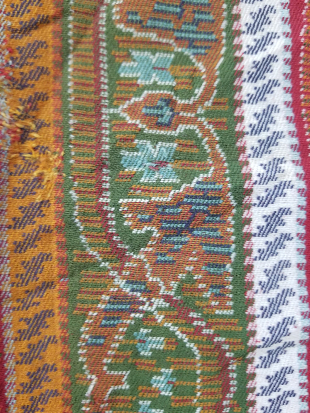 Vintage French Handwoven Intricate Striped Wool Blanket Throw / Shawl 180x170cm
