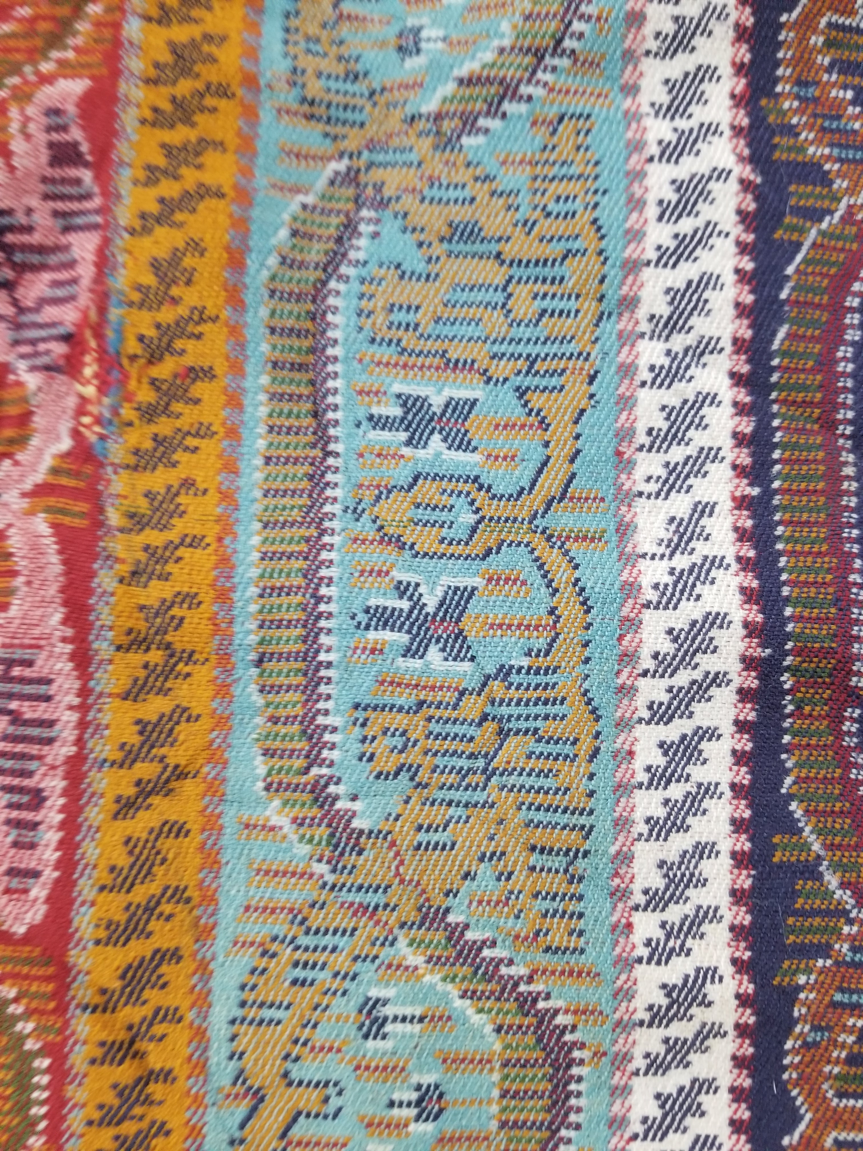 Vintage French Handwoven Intricate Striped Wool Blanket Throw / Shawl 180x170cm