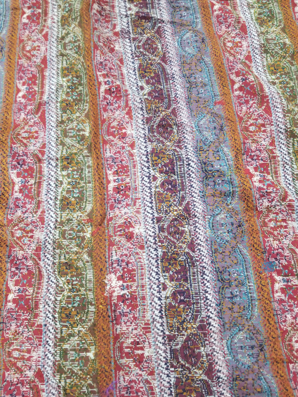 Vintage French Handwoven Intricate Striped Wool Blanket Throw / Shawl 180x170cm