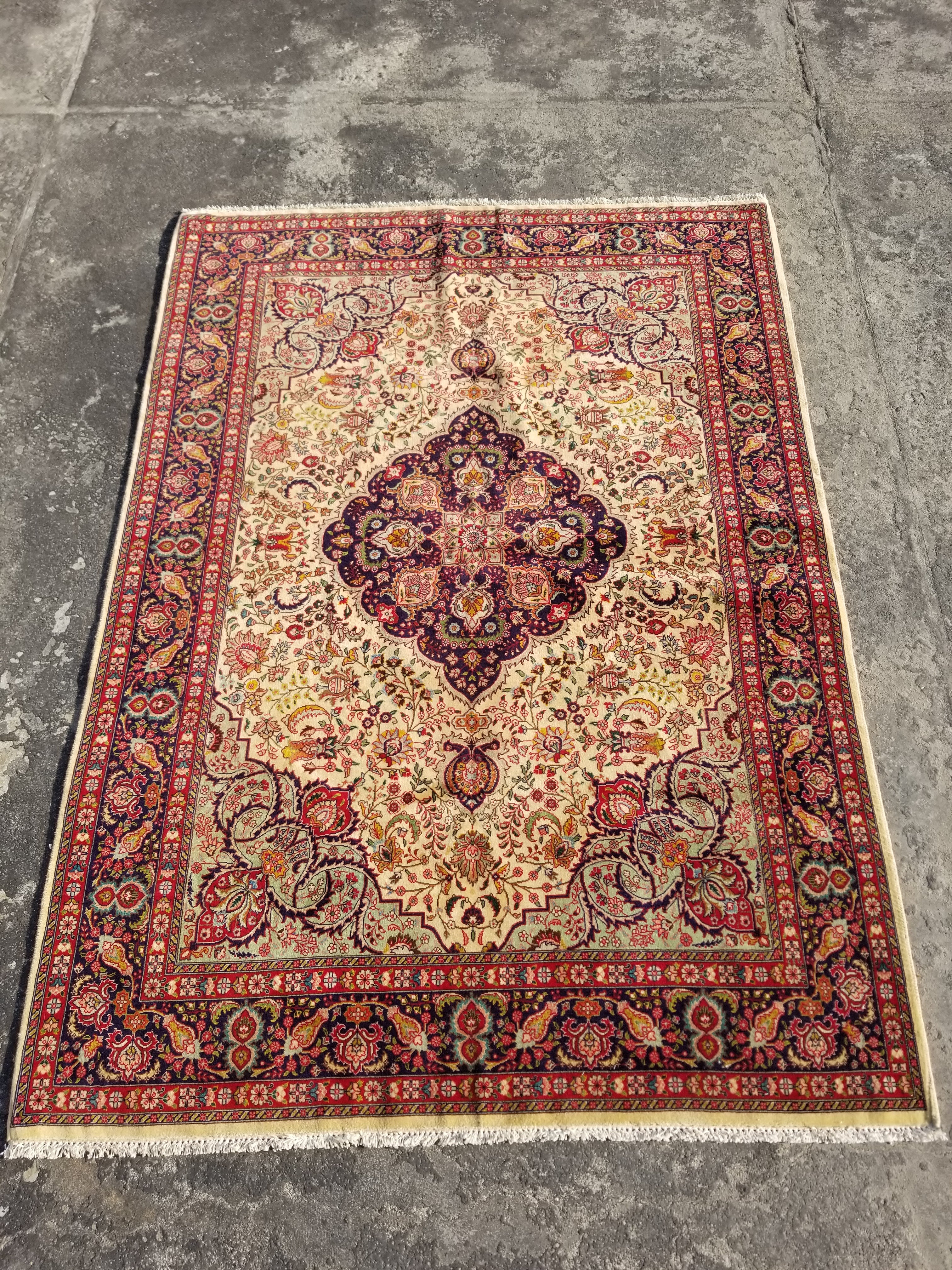 Antique Traditional Handmade Persian Wool Multicolor Rug 204x142cm