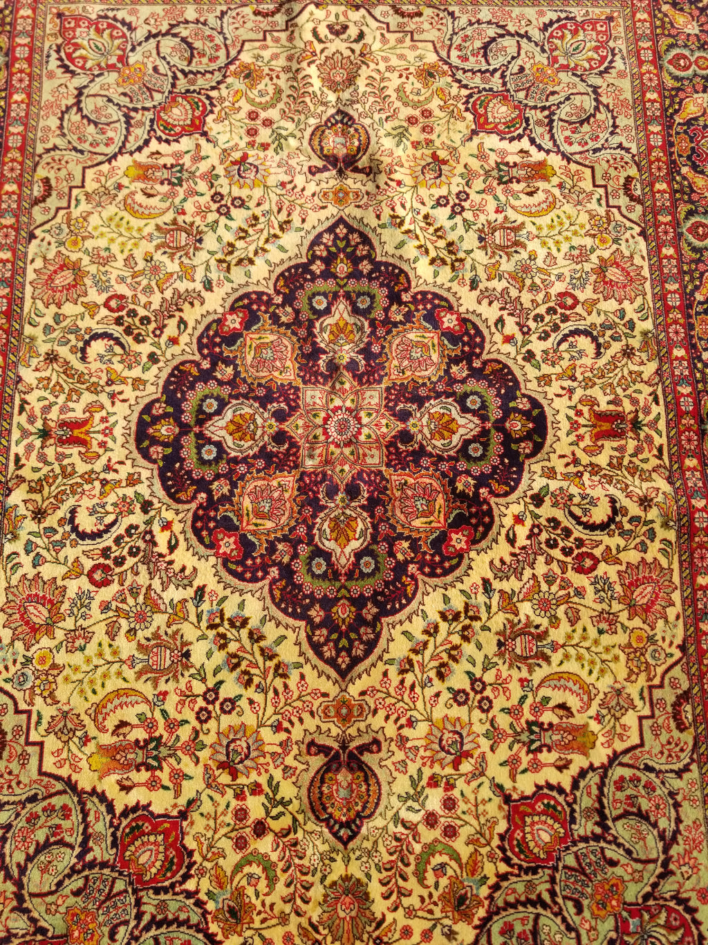 Antique Traditional Handmade Persian Wool Multicolor Rug 204x142cm