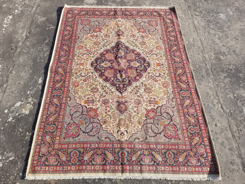 Antique Traditional Handmade Persian Wool Multicolor Rug 204x142cm