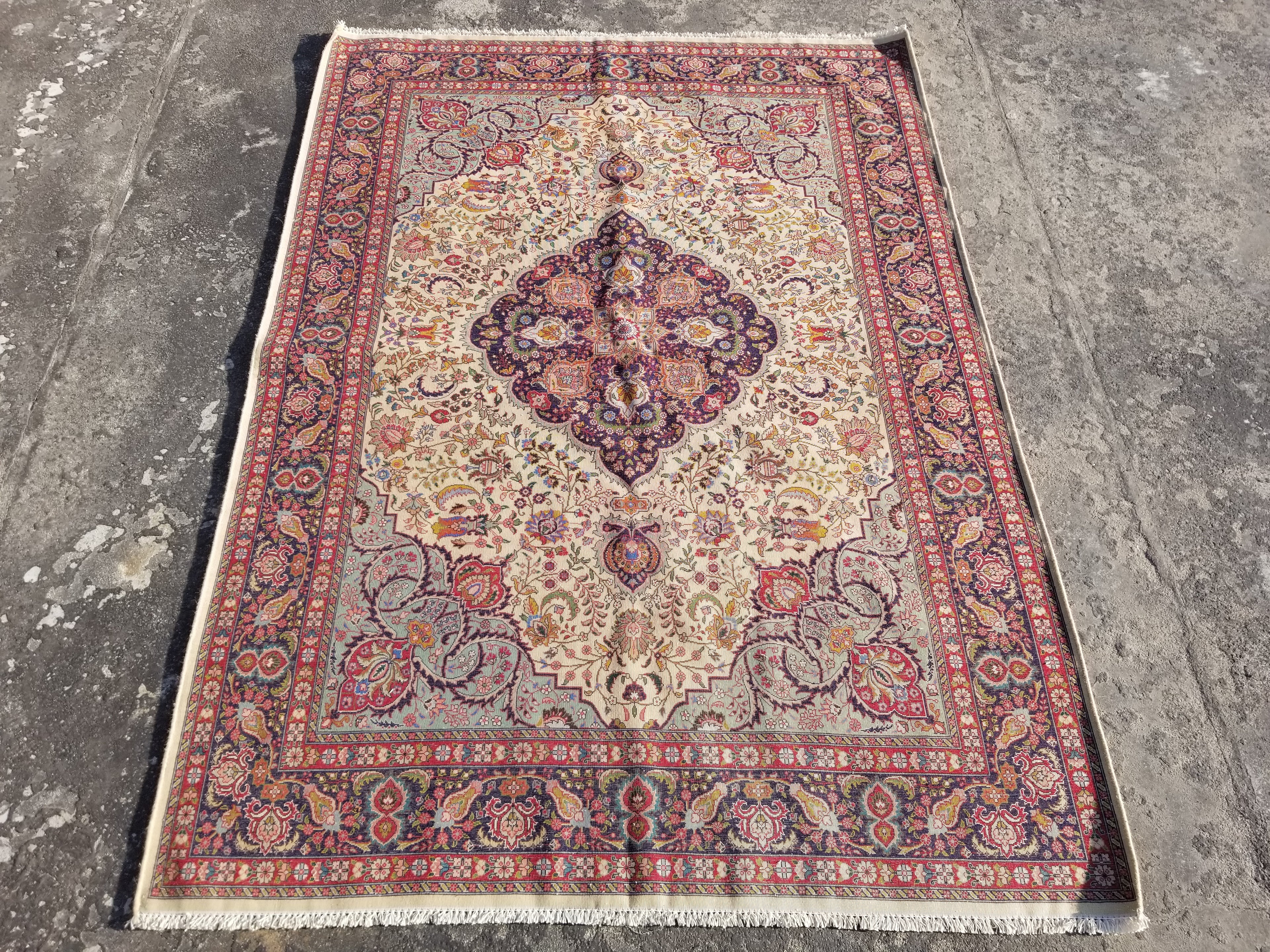 Antique Traditional Handmade Persian Wool Multicolor Rug 204x142cm