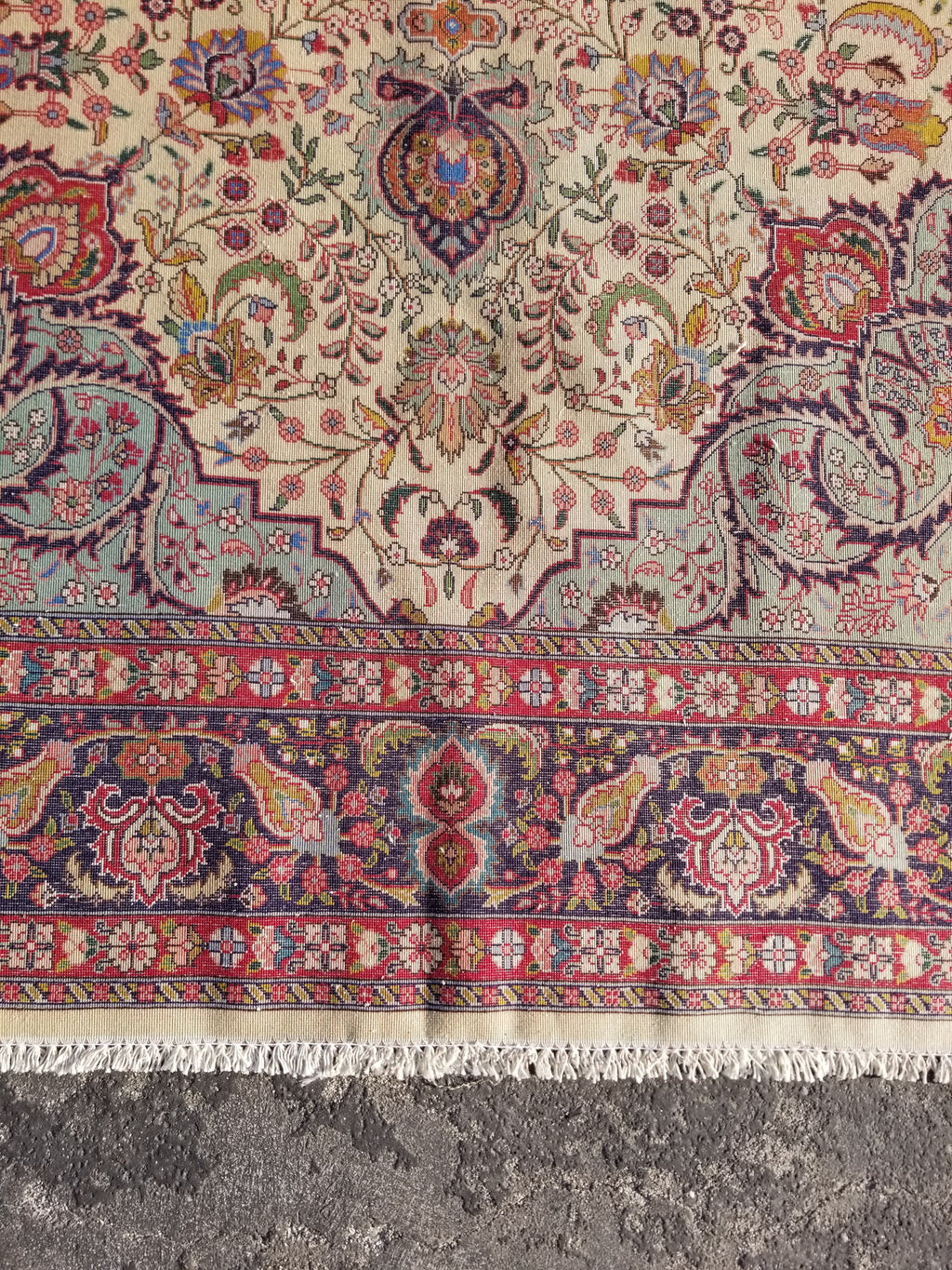 Antique Traditional Handmade Persian Wool Multicolor Rug 204x142cm