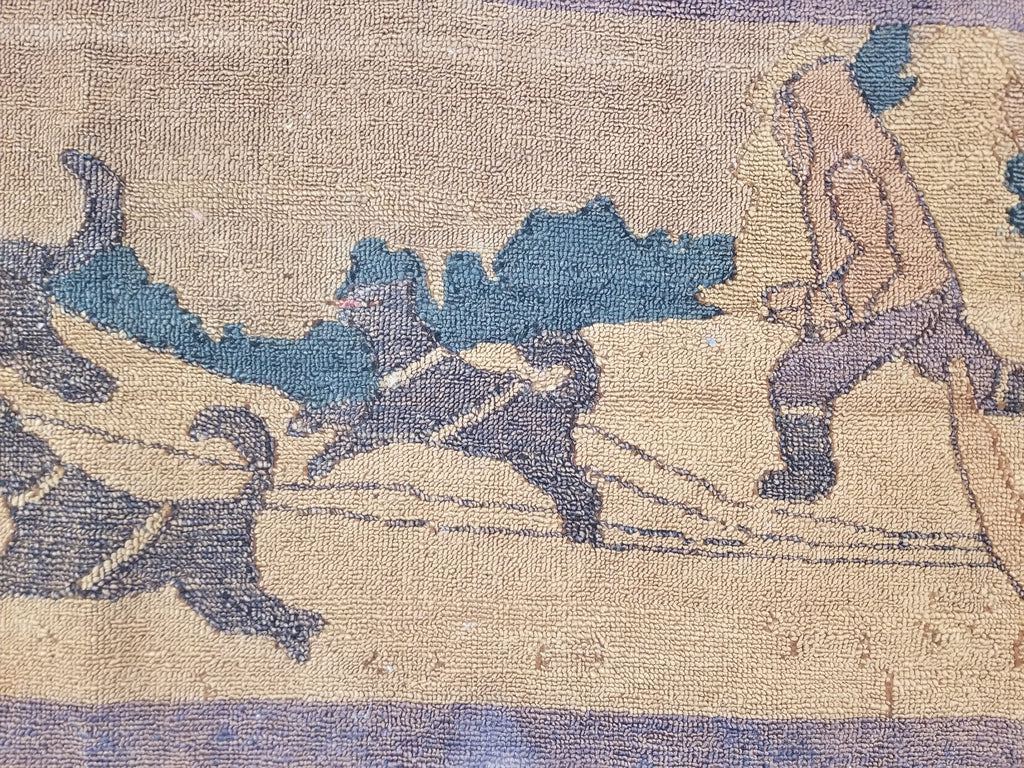 Vintage Handmade Dog Sledding Through the Wilderness Wall Tapestry 124x38cm