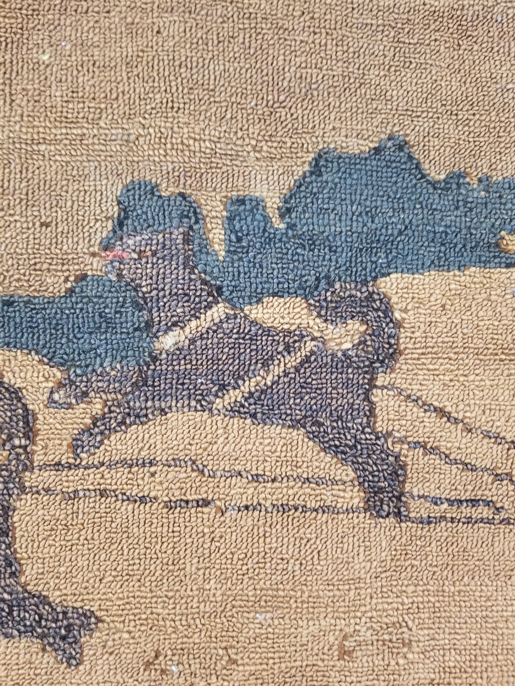 Vintage Handmade Dog Sledding Through the Wilderness Wall Tapestry 124x38cm