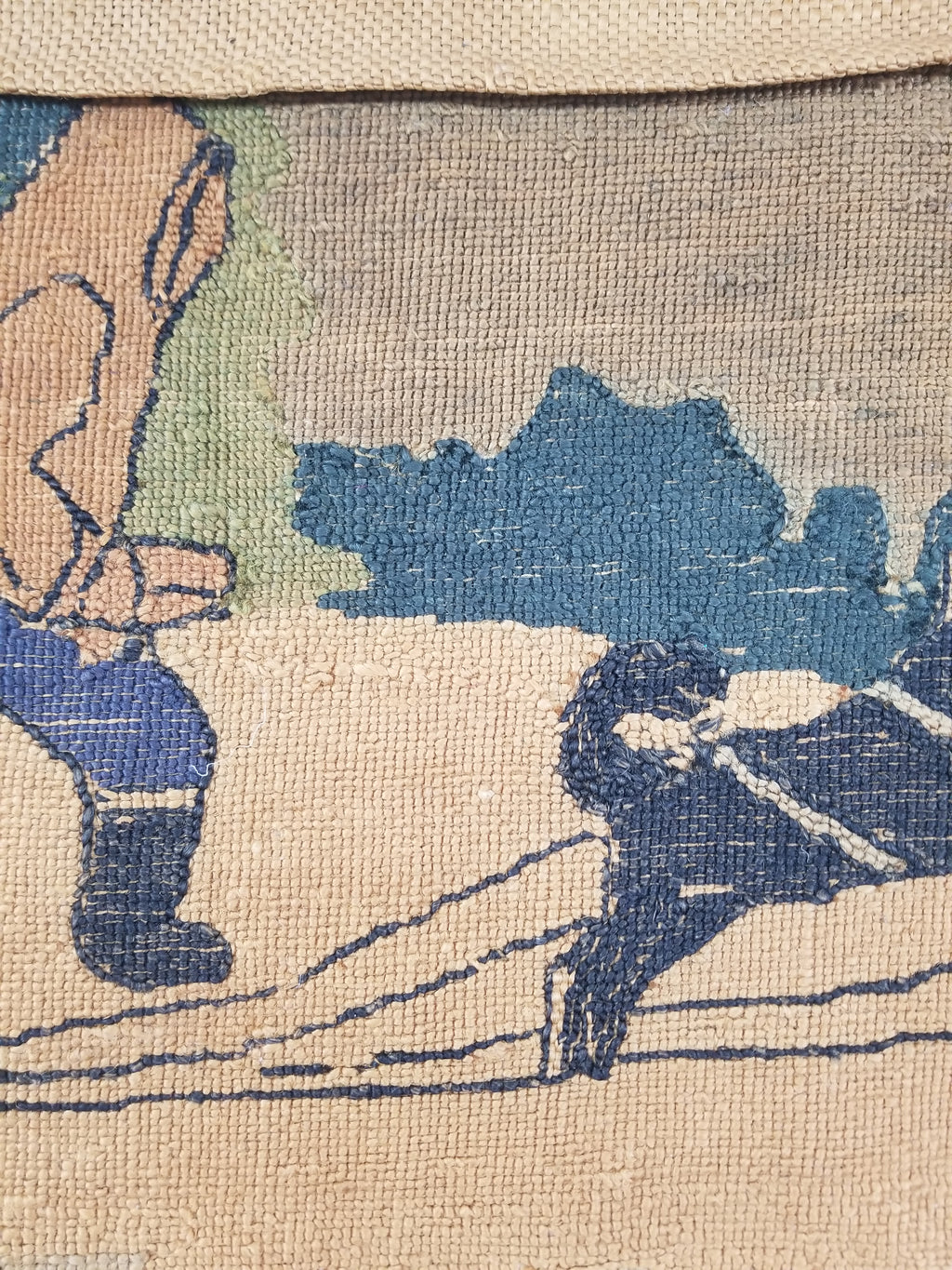 Vintage Handmade Dog Sledding Through the Wilderness Wall Tapestry 124x38cm