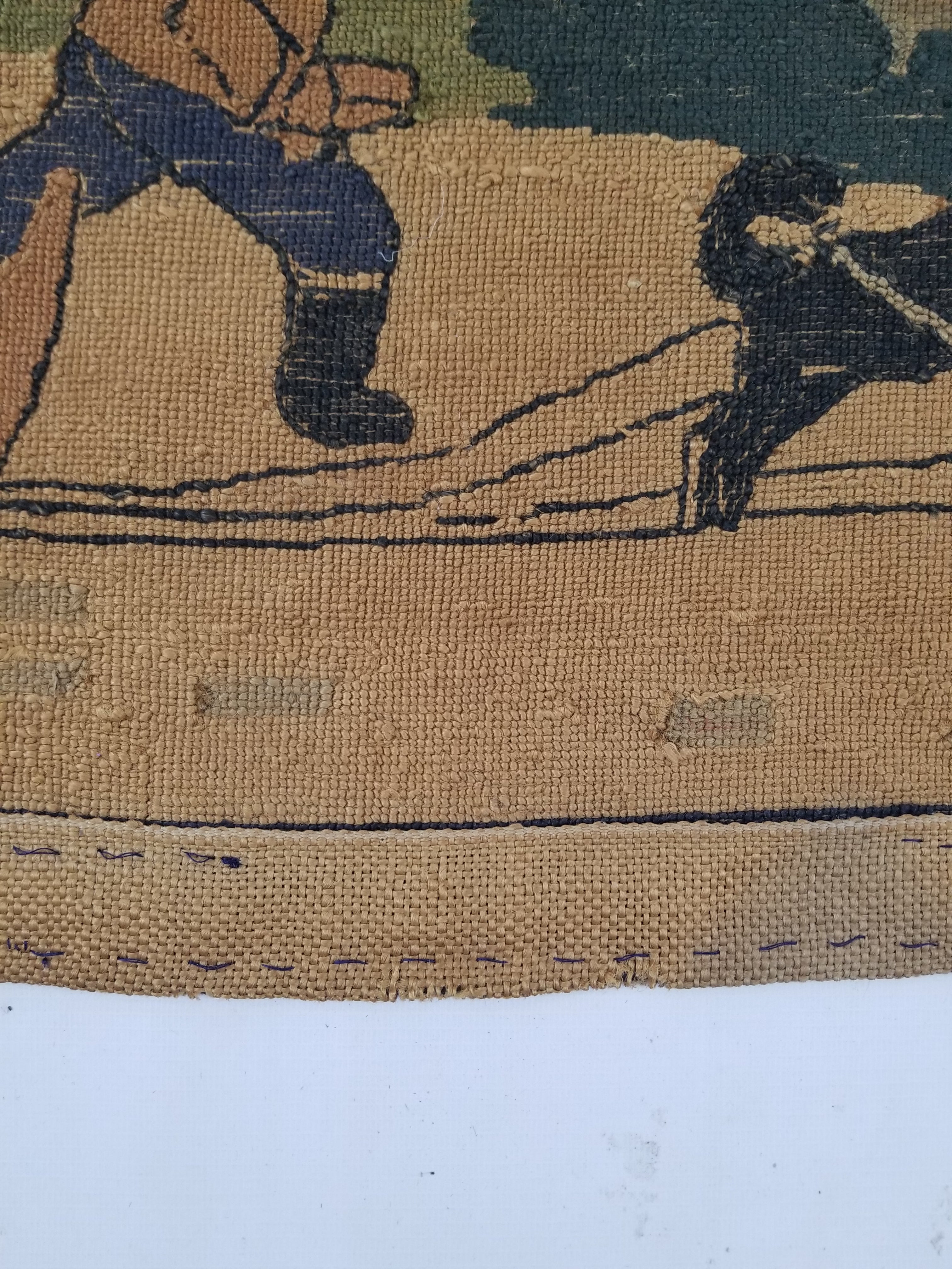 Vintage Handmade Dog Sledding Through the Wilderness Wall Tapestry 124x38cm