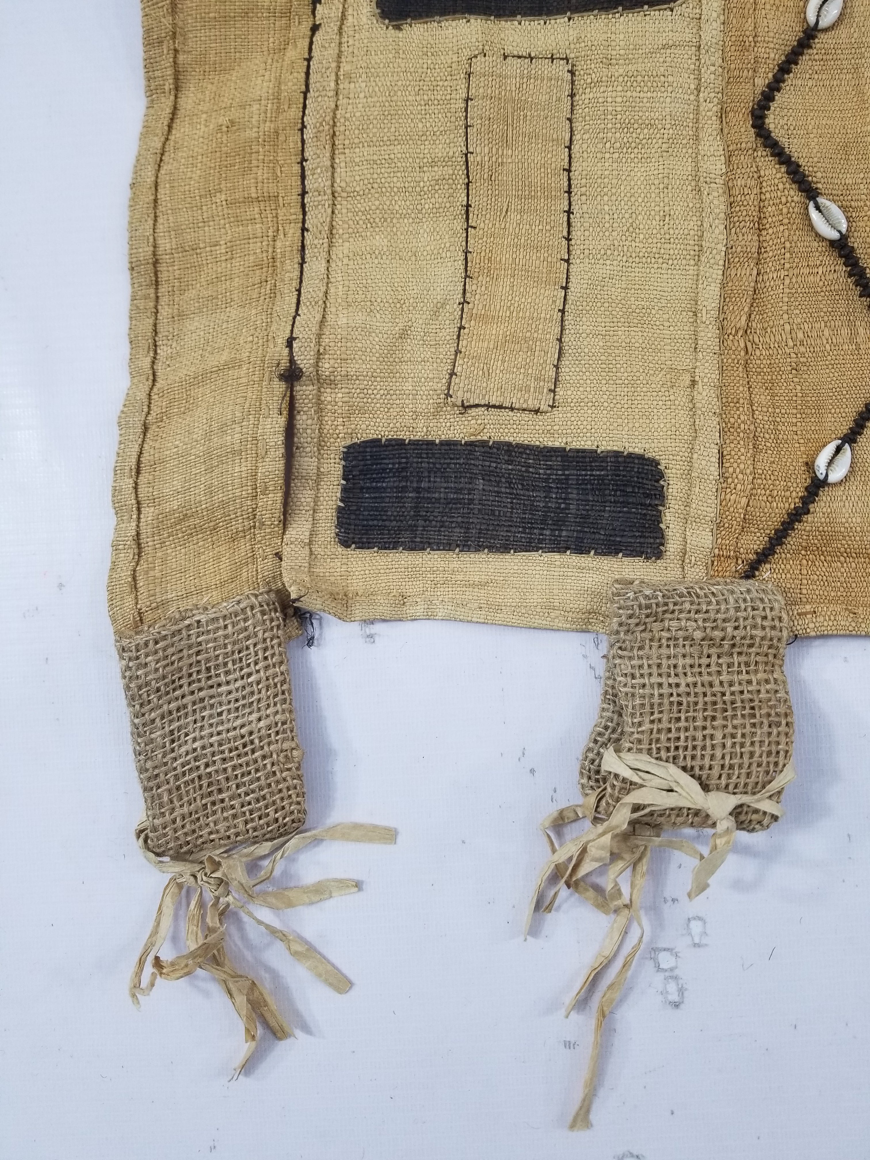 Vintage African Handwoven Kuba Cloth Raffia Textile Tapestry 165x52cm