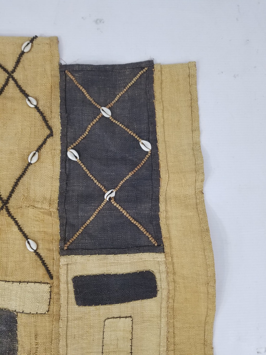 Vintage African Handwoven Kuba Cloth Raffia Textile Tapestry 165x52cm