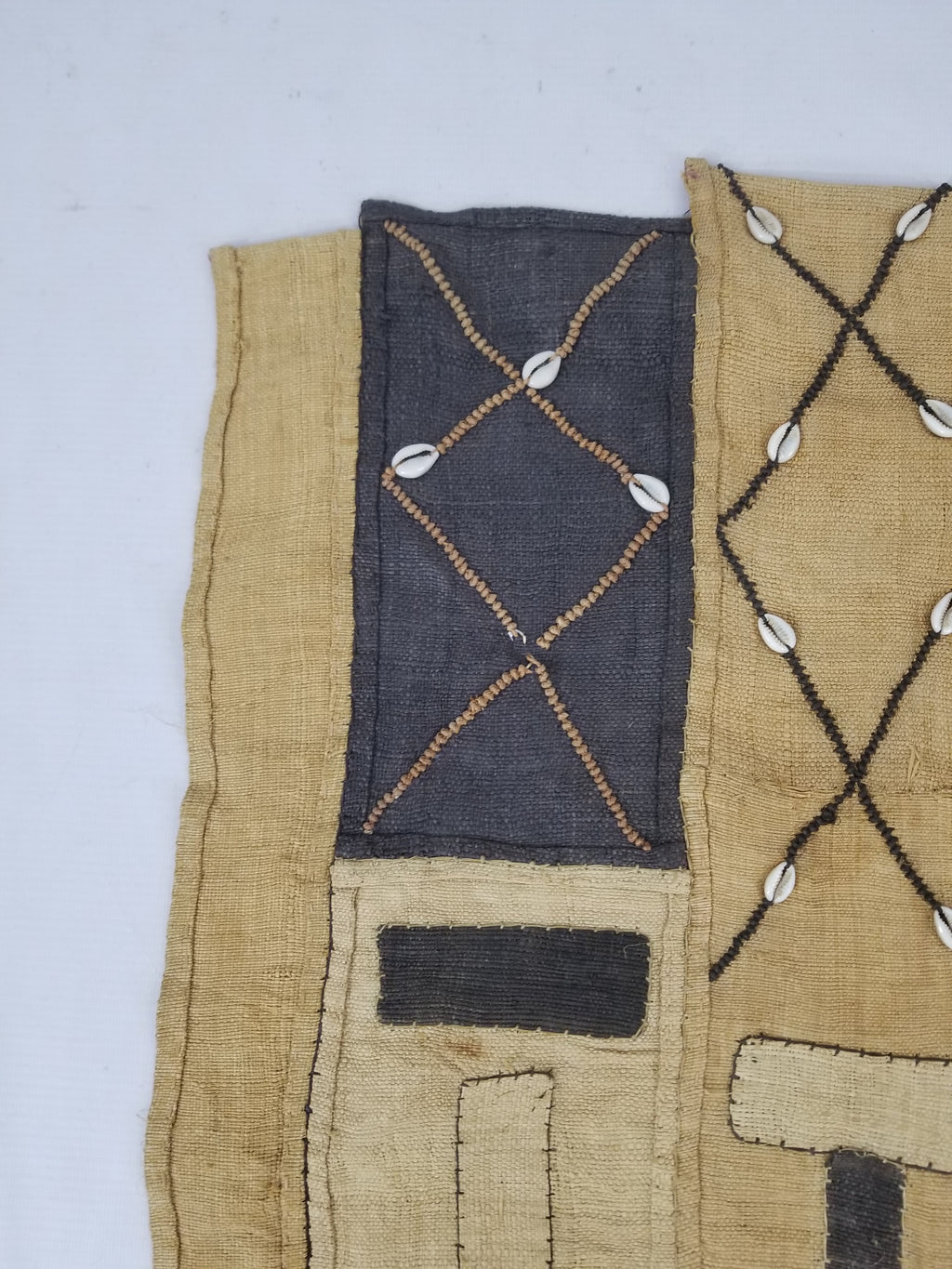 Vintage African Handwoven Kuba Cloth Raffia Textile Tapestry 165x52cm