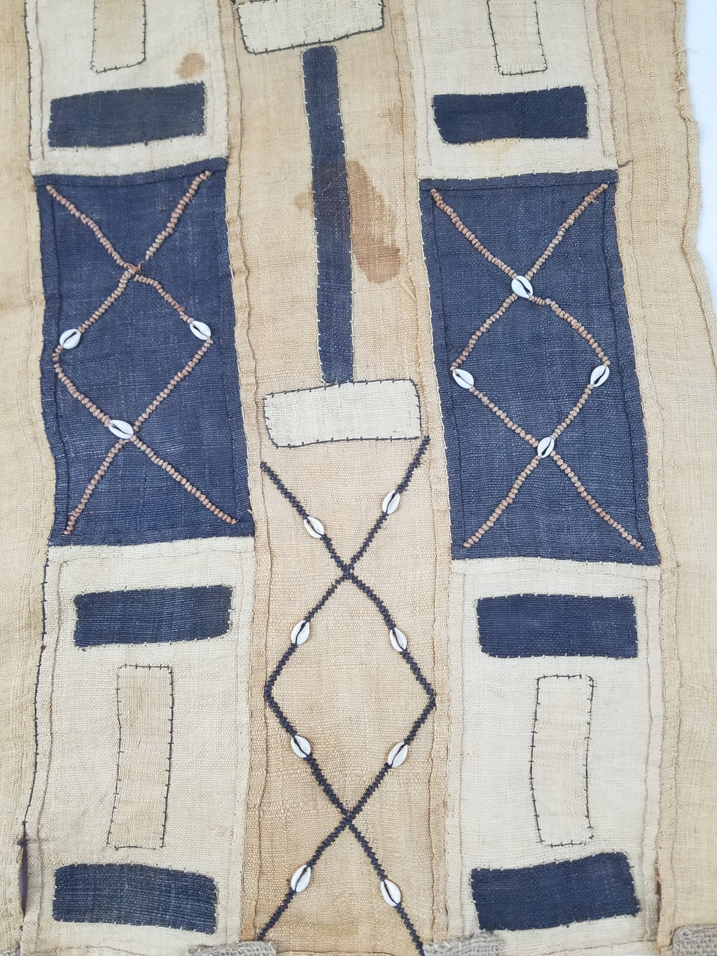 Vintage African Handwoven Kuba Cloth Raffia Textile Tapestry 165x52cm