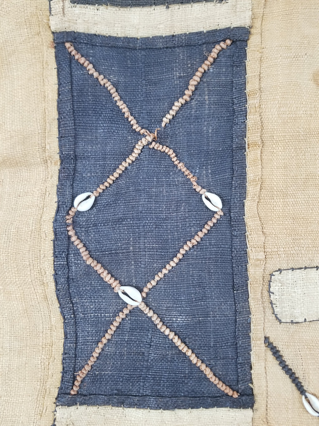 Vintage African Handwoven Kuba Cloth Raffia Textile Tapestry 165x52cm