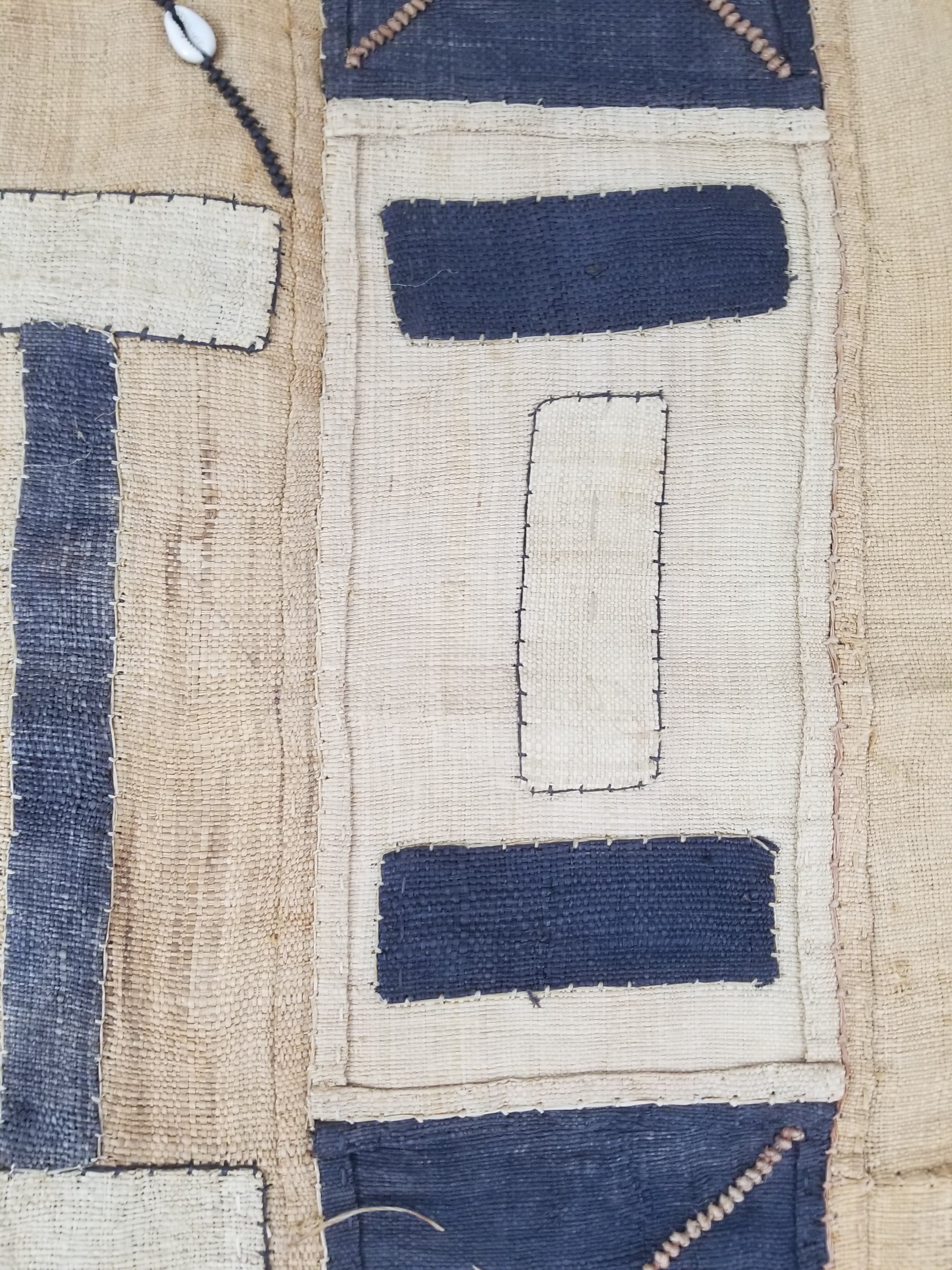 Vintage African Handwoven Kuba Cloth Raffia Textile Tapestry 165x52cm