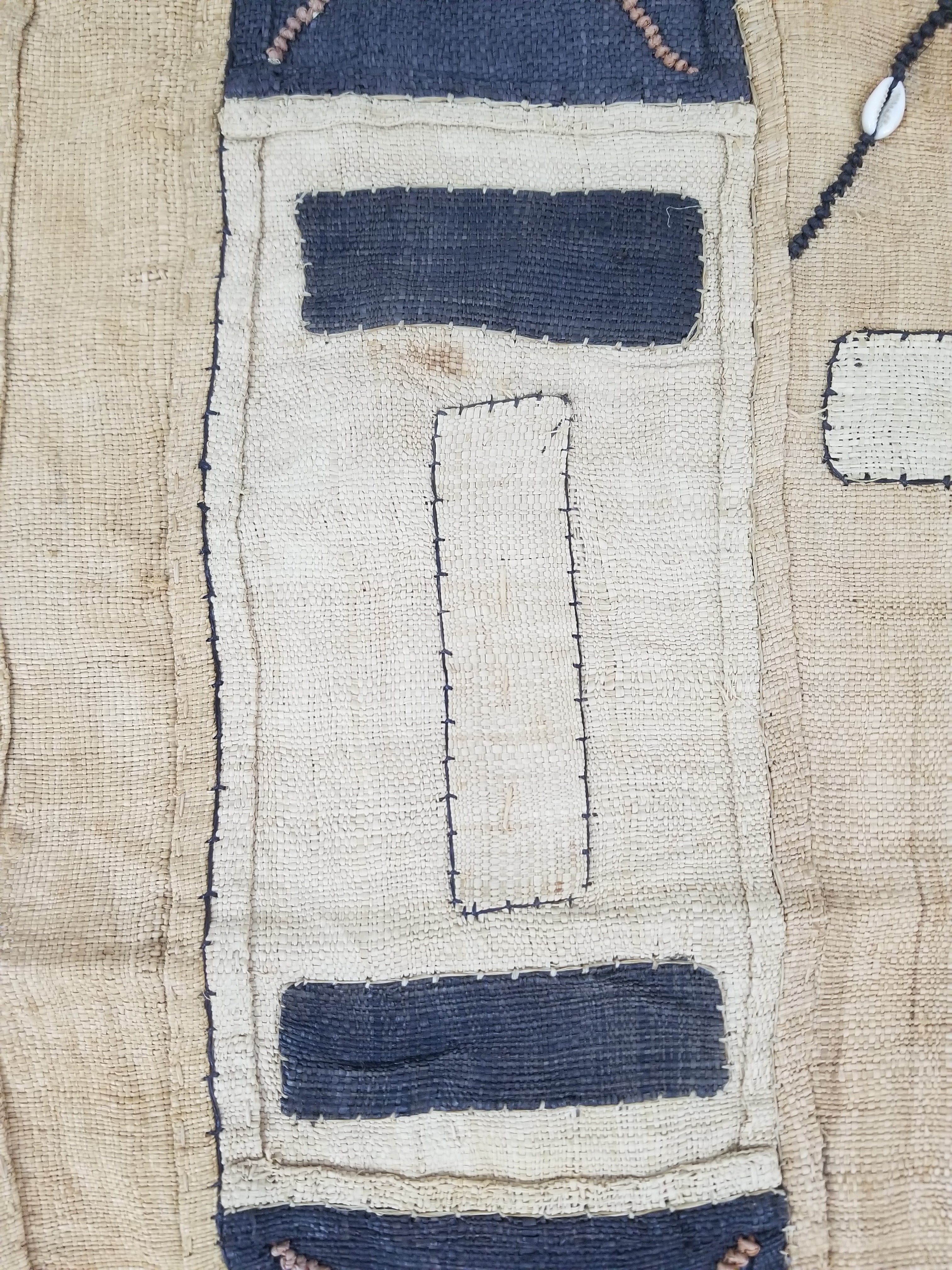 Vintage African Handwoven Kuba Cloth Raffia Textile Tapestry 165x52cm