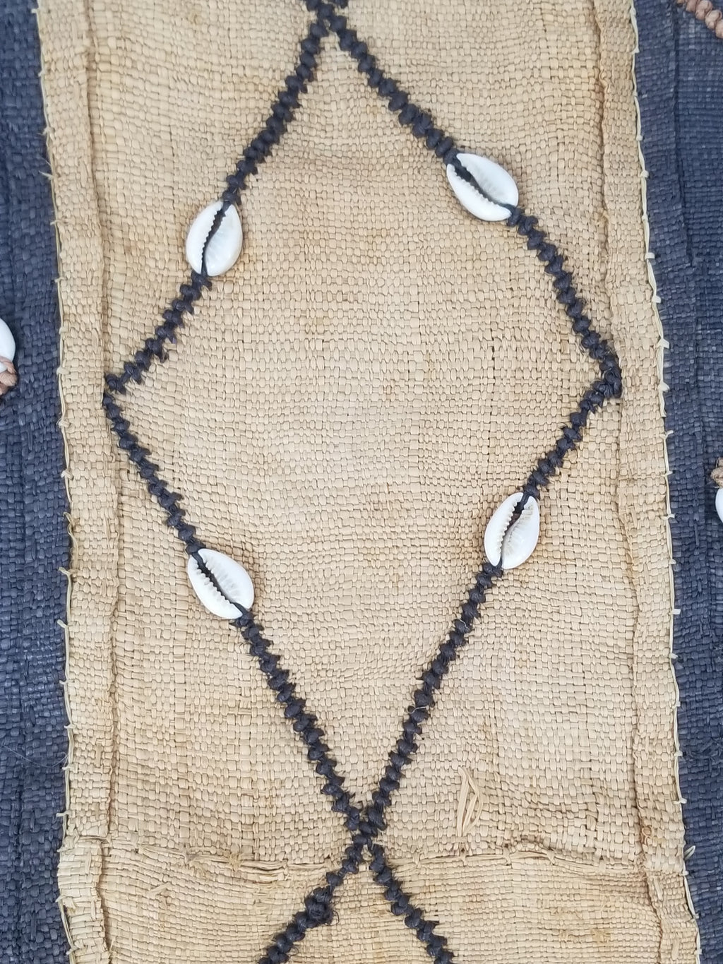 Vintage African Handwoven Kuba Cloth Raffia Textile Tapestry 165x52cm