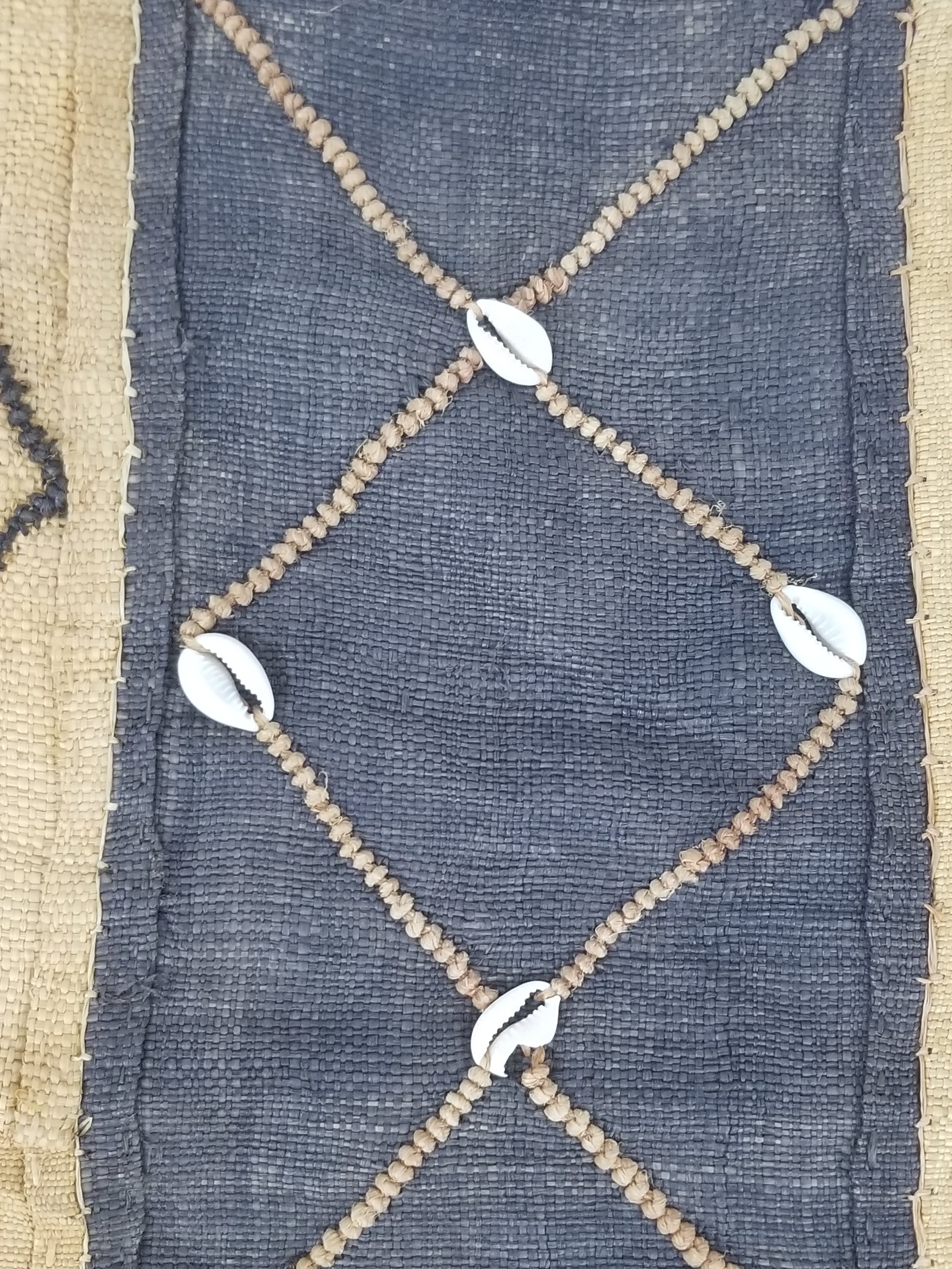 Vintage African Handwoven Kuba Cloth Raffia Textile Tapestry 165x52cm