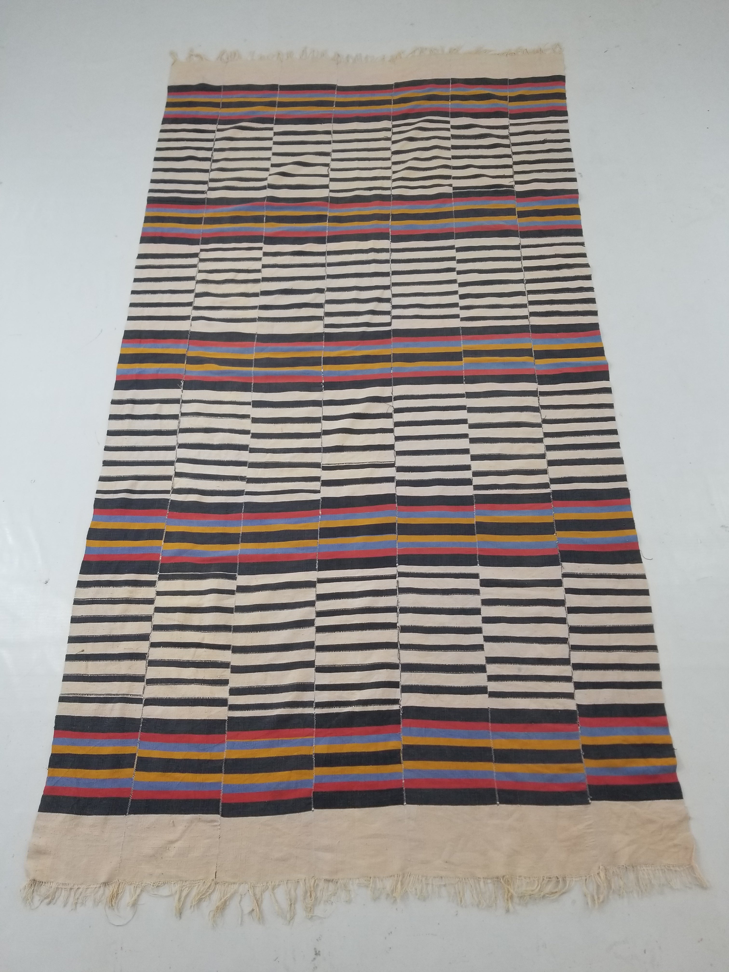 Vintage West African Handwoven Vertical Seams Striped Cloth Textile 238x127cm