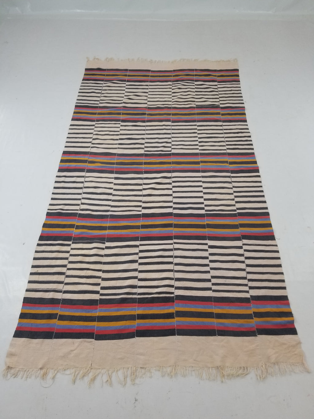Vintage West African Handwoven Vertical Seams Striped Cloth Textile 238x127cm