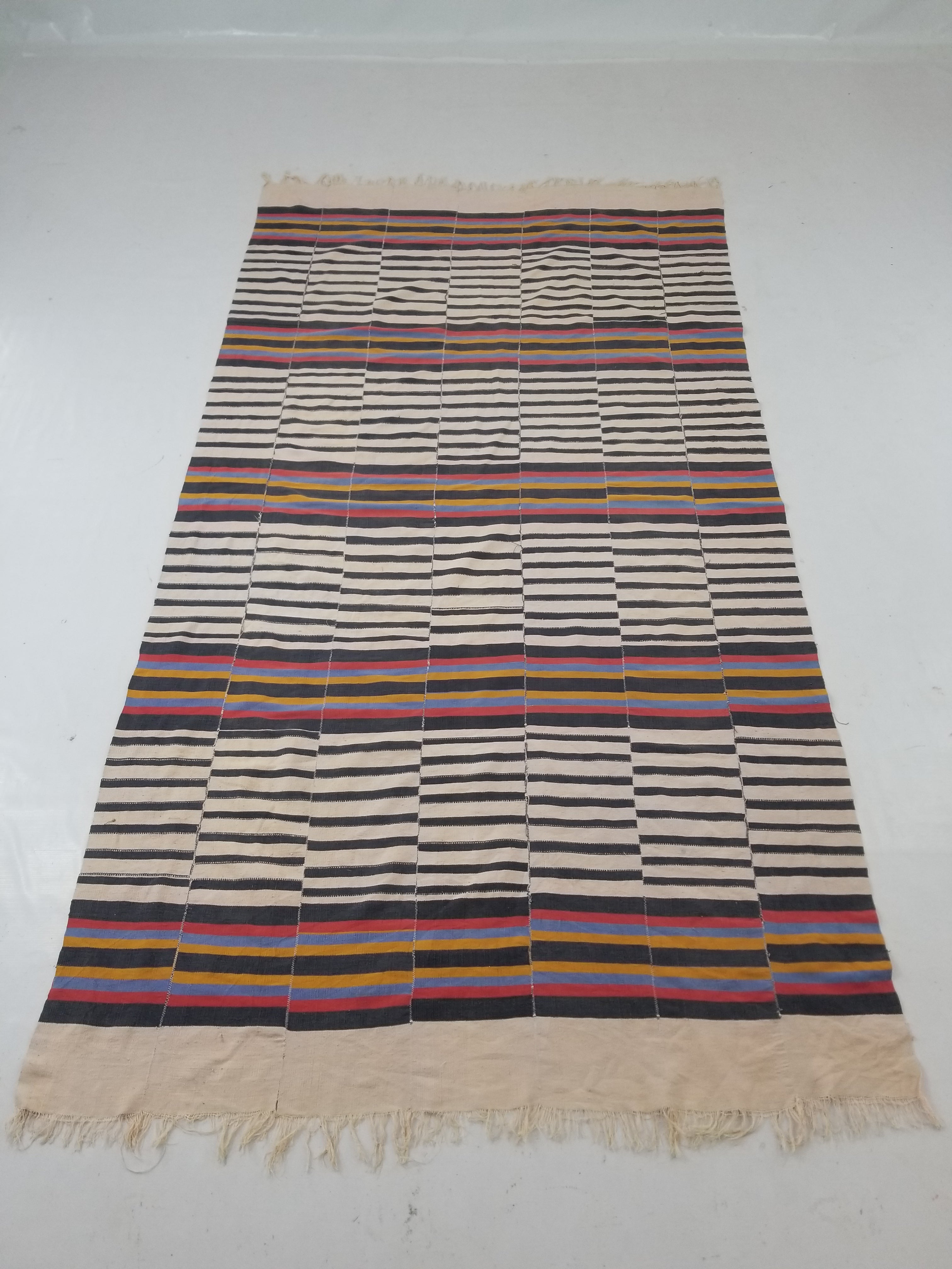 Vintage West African Handwoven Vertical Seams Striped Cloth Textile 238x127cm