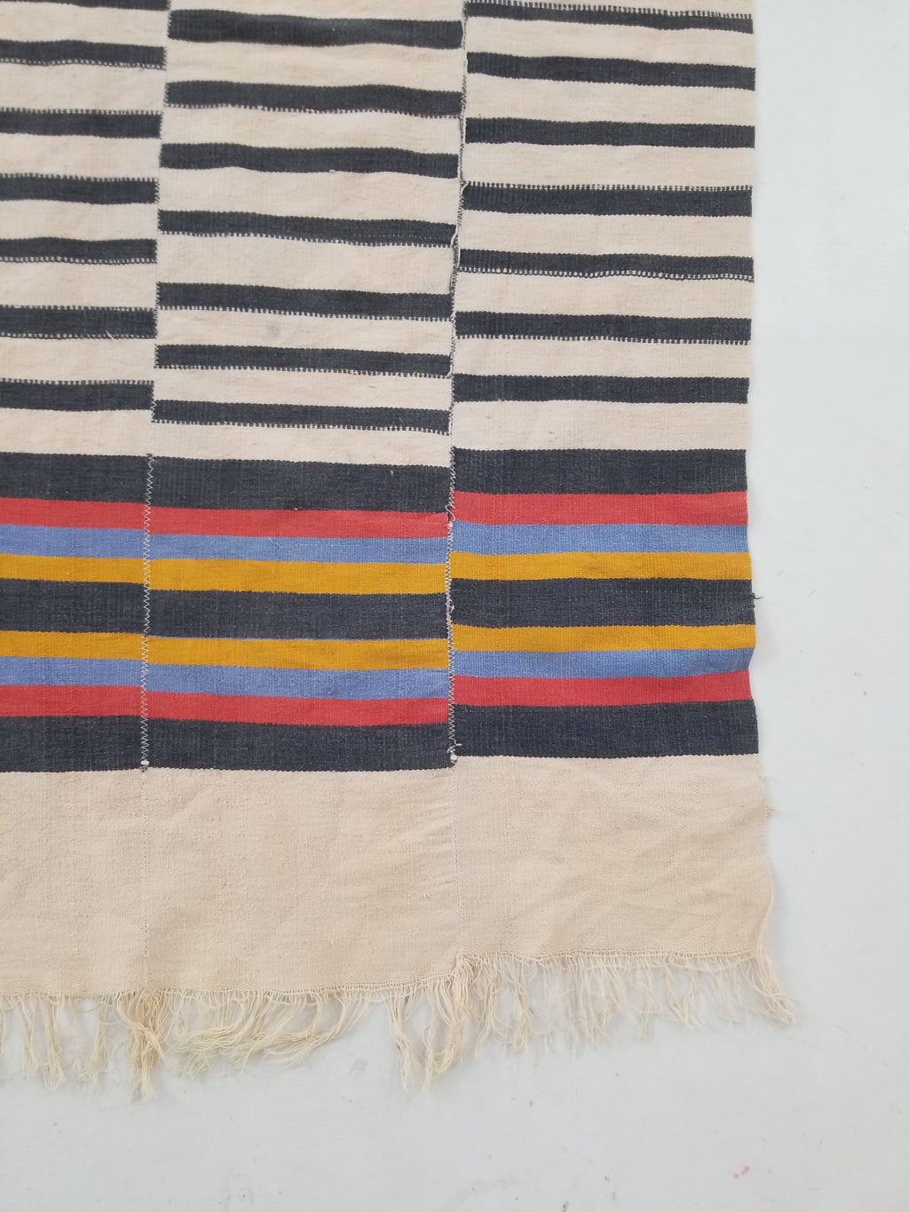 Vintage West African Handwoven Vertical Seams Striped Cloth Textile 238x127cm