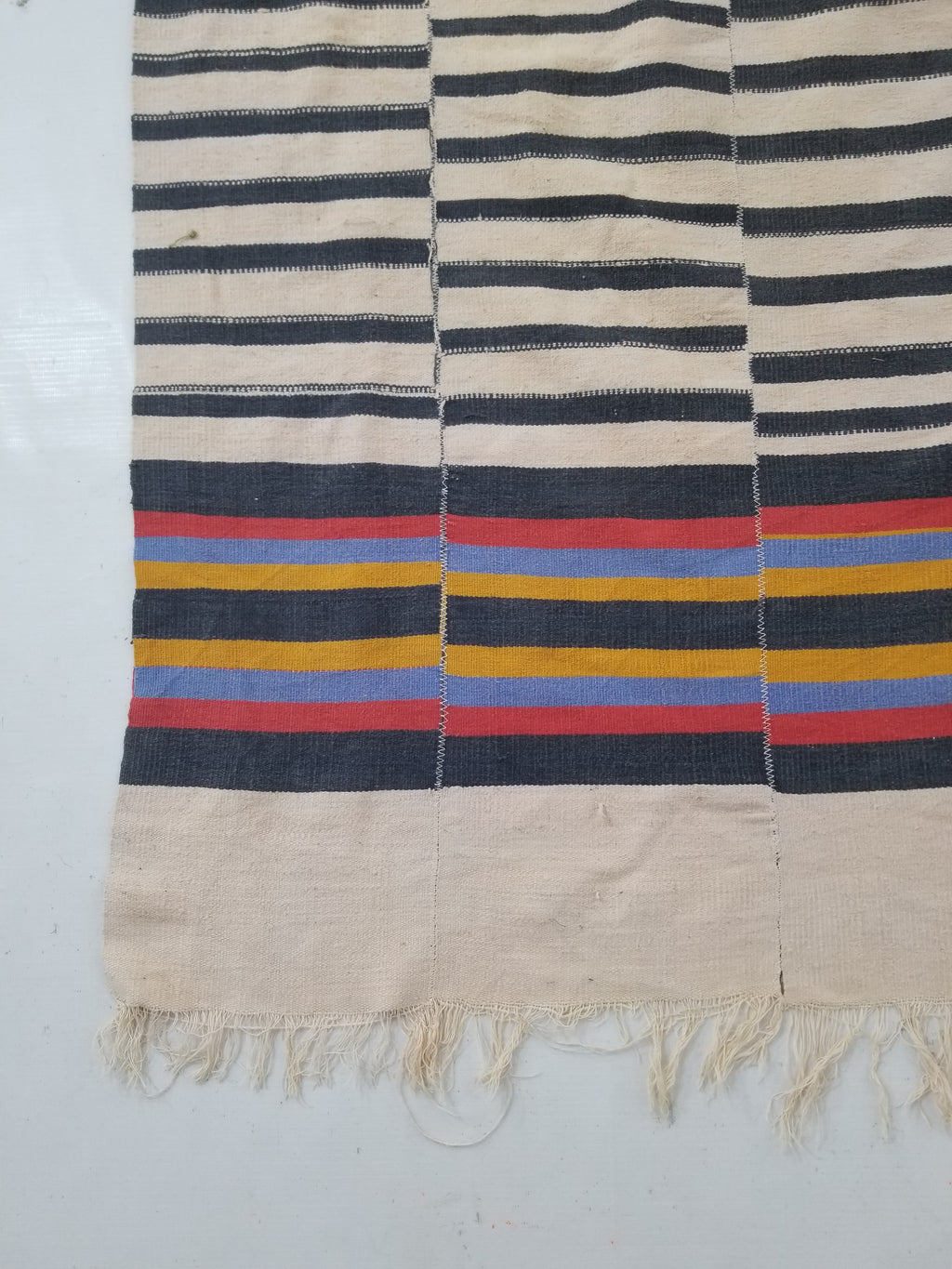 Vintage West African Handwoven Vertical Seams Striped Cloth Textile 238x127cm