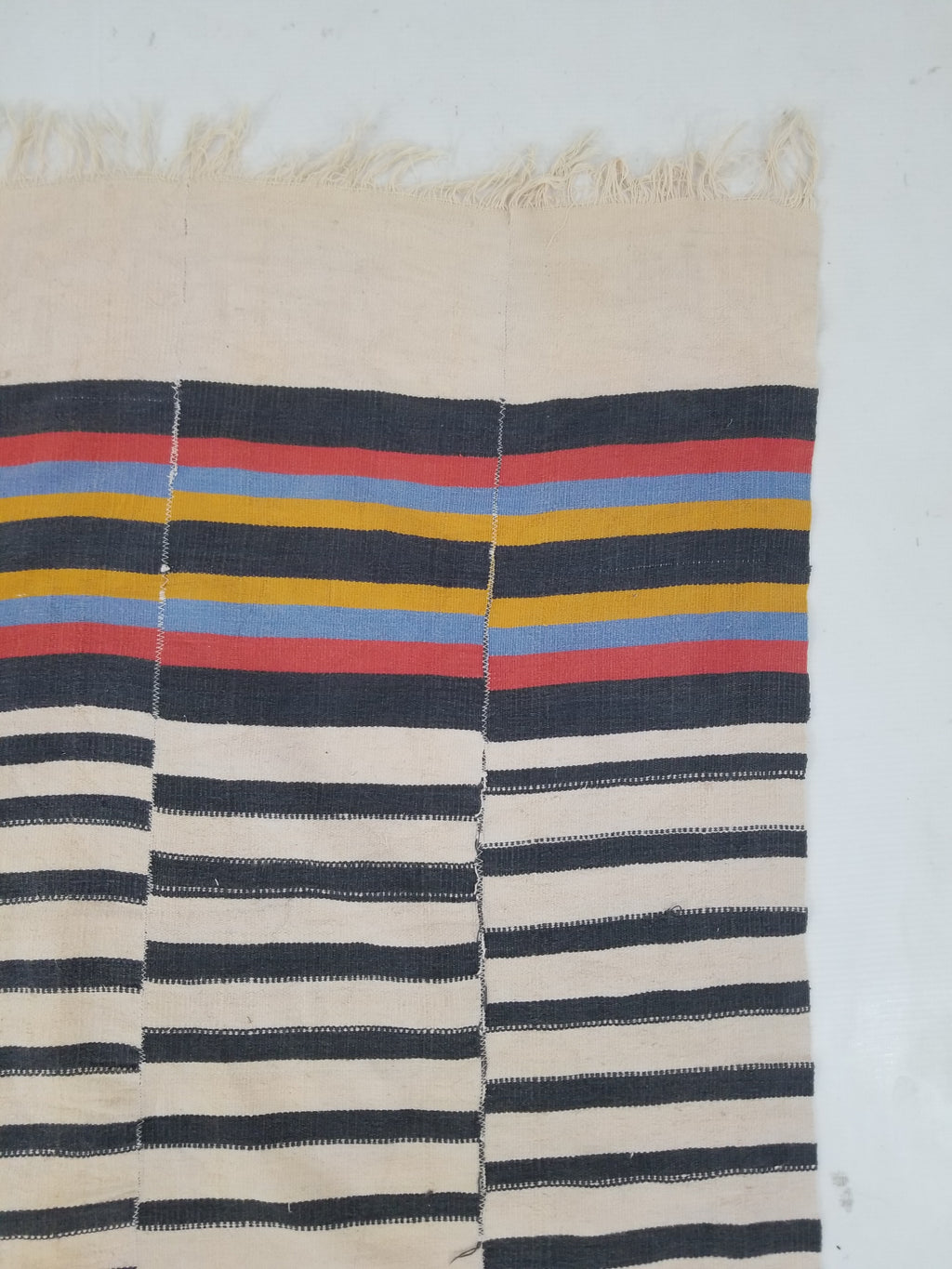 Vintage West African Handwoven Vertical Seams Striped Cloth Textile 238x127cm