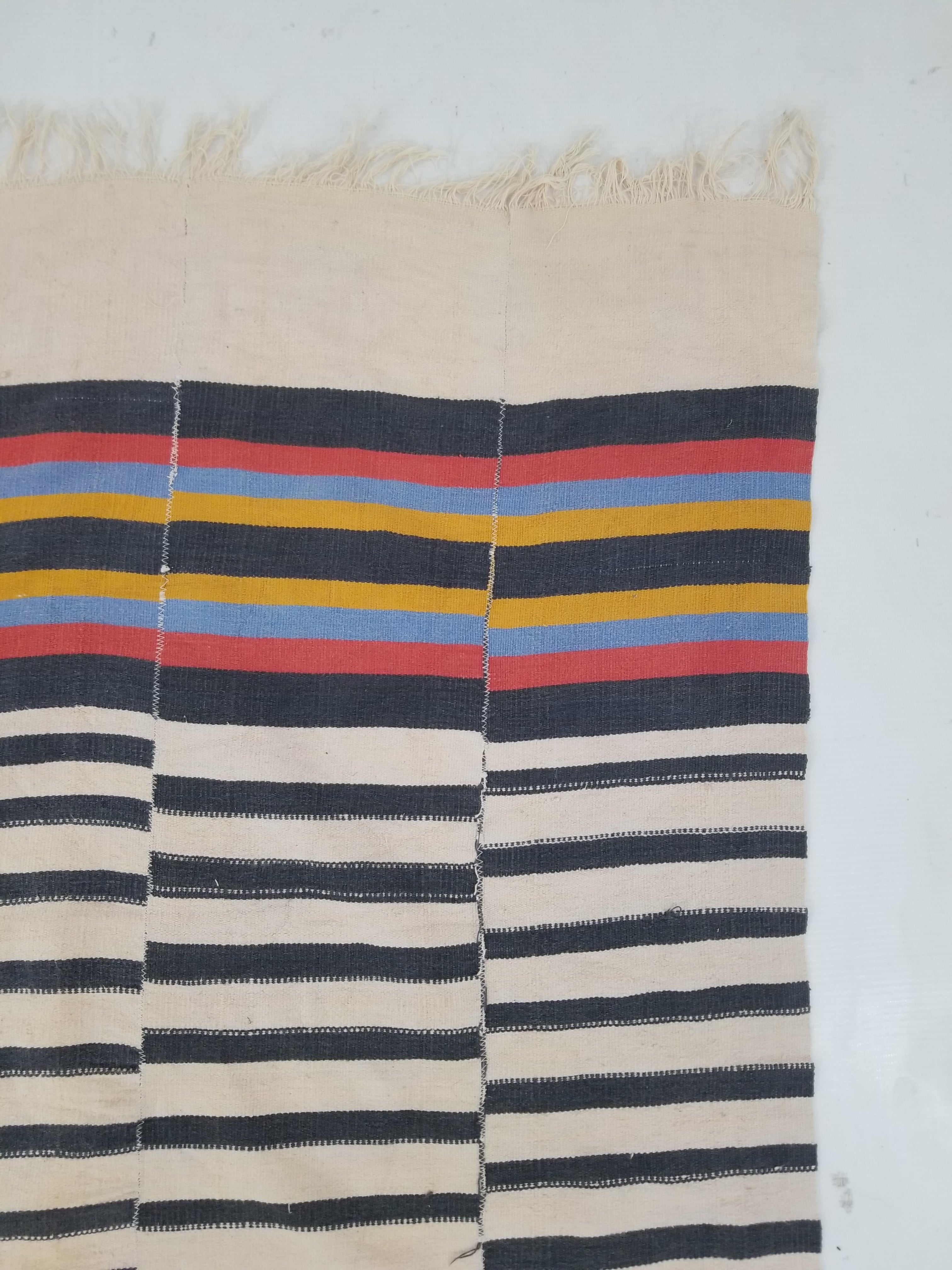 Vintage West African Handwoven Vertical Seams Striped Cloth Textile 238x127cm