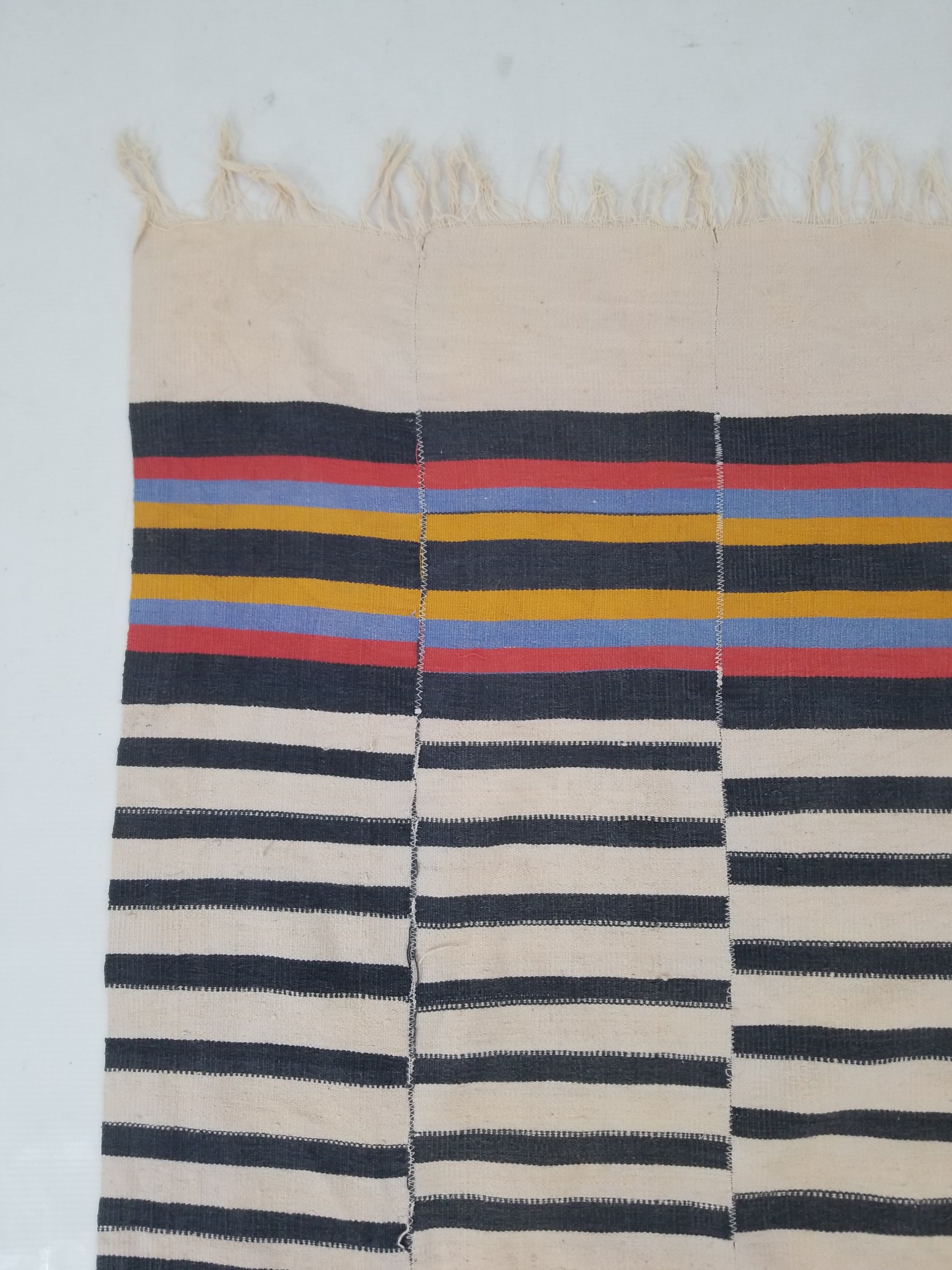 Vintage West African Handwoven Vertical Seams Striped Cloth Textile 238x127cm
