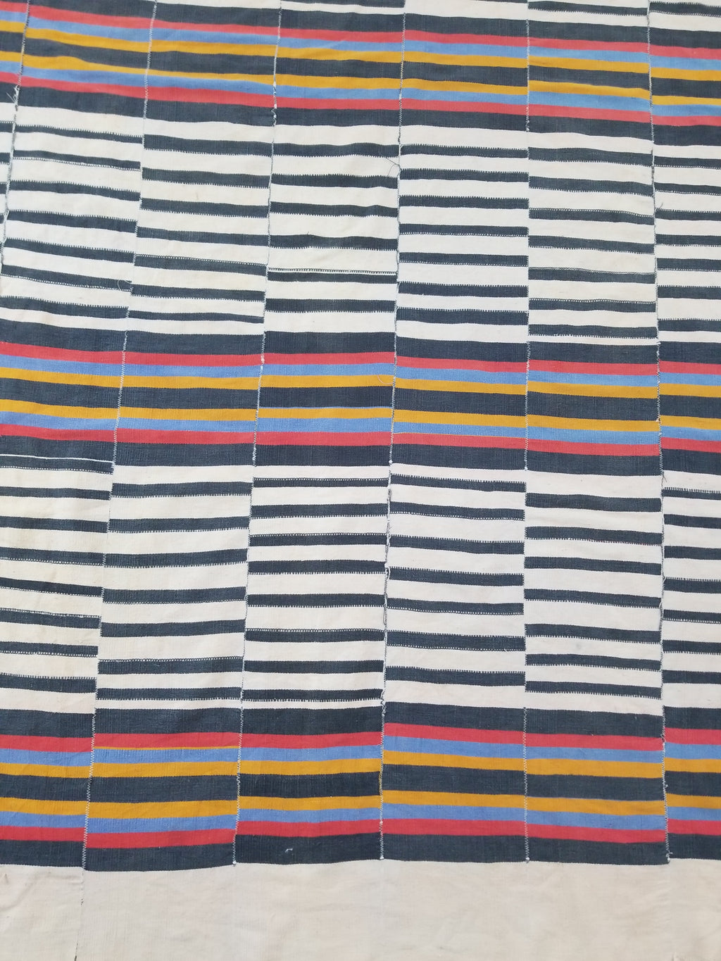 Vintage West African Handwoven Vertical Seams Striped Cloth Textile 238x127cm