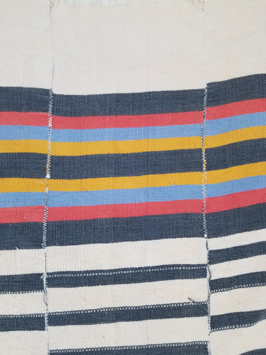 Vintage West African Handwoven Vertical Seams Striped Cloth Textile 238x127cm