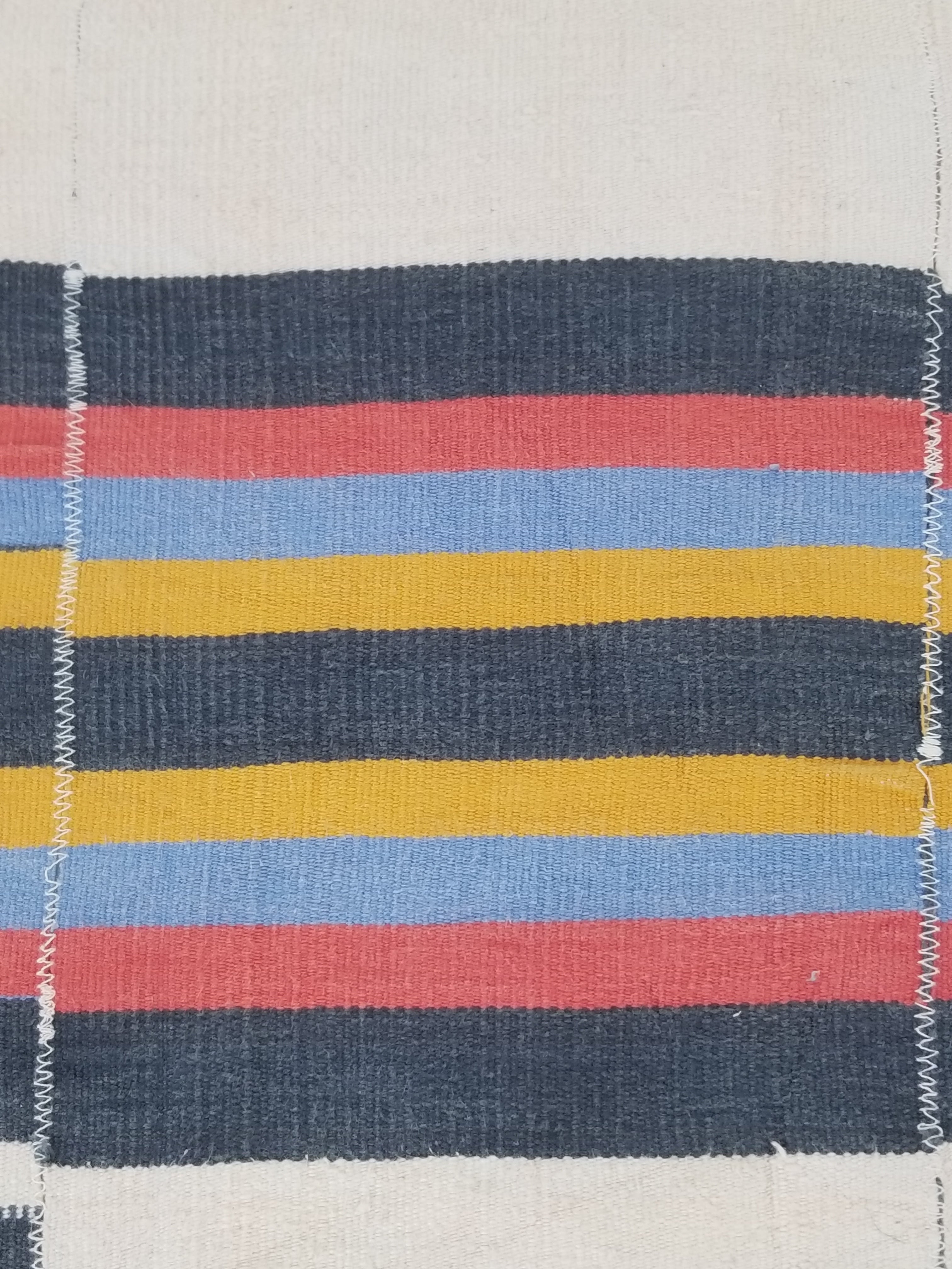 Vintage West African Handwoven Vertical Seams Striped Cloth Textile 238x127cm