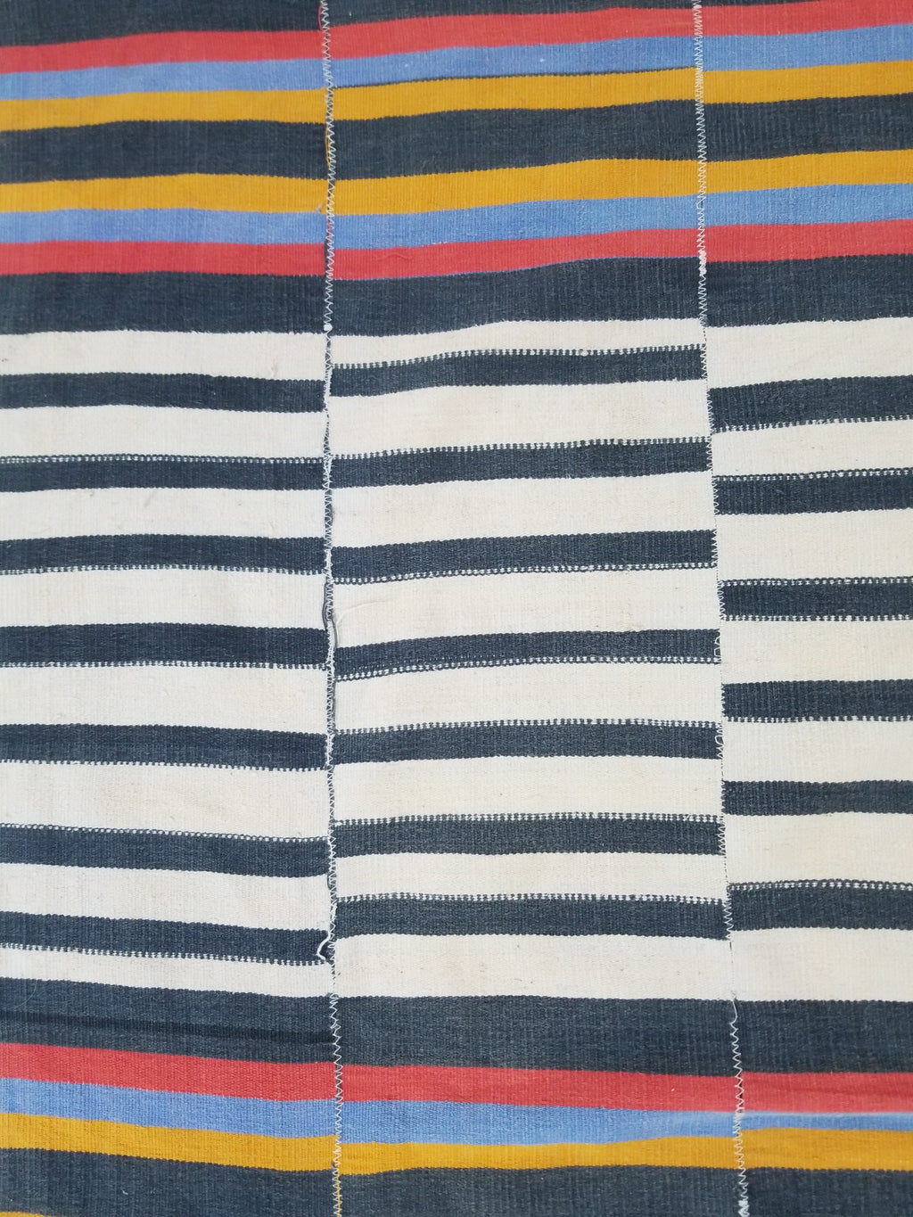 Vintage West African Handwoven Vertical Seams Striped Cloth Textile 238x127cm