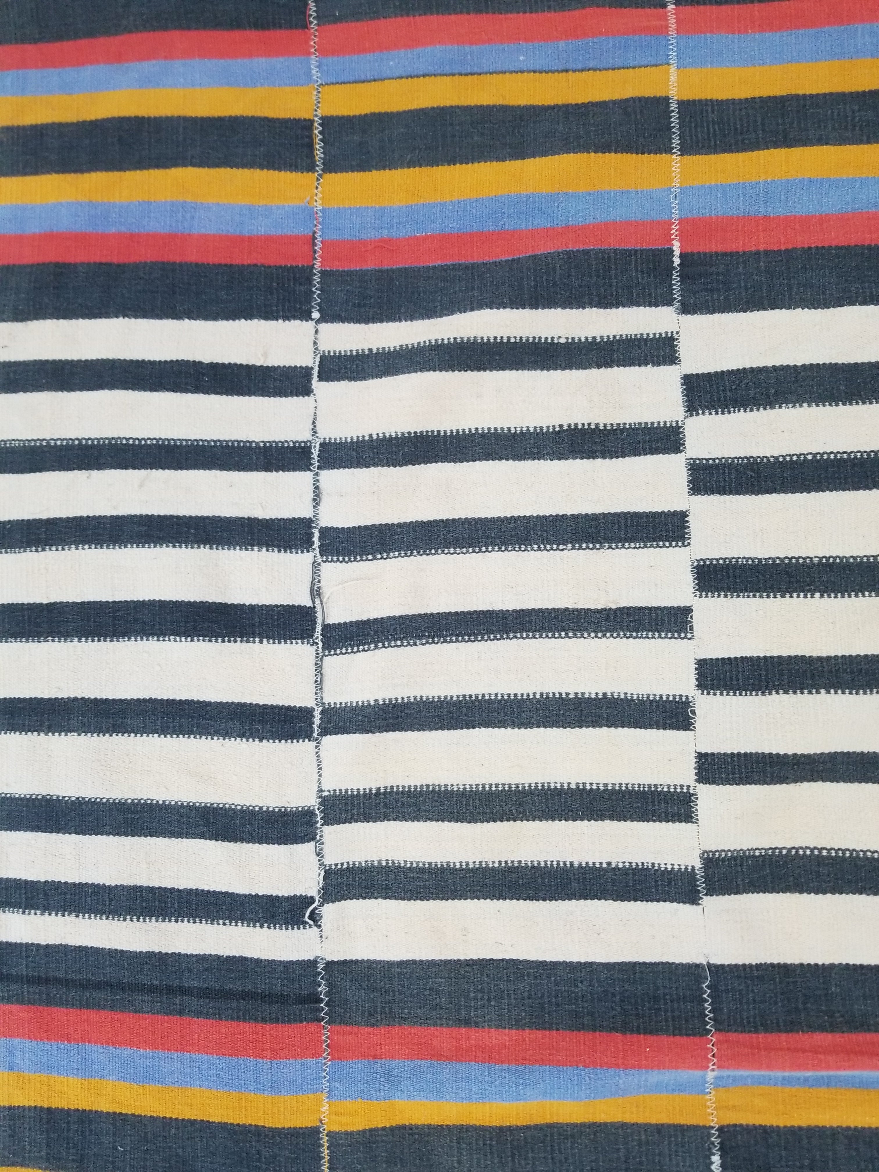 Vintage West African Handwoven Vertical Seams Striped Cloth Textile 238x127cm