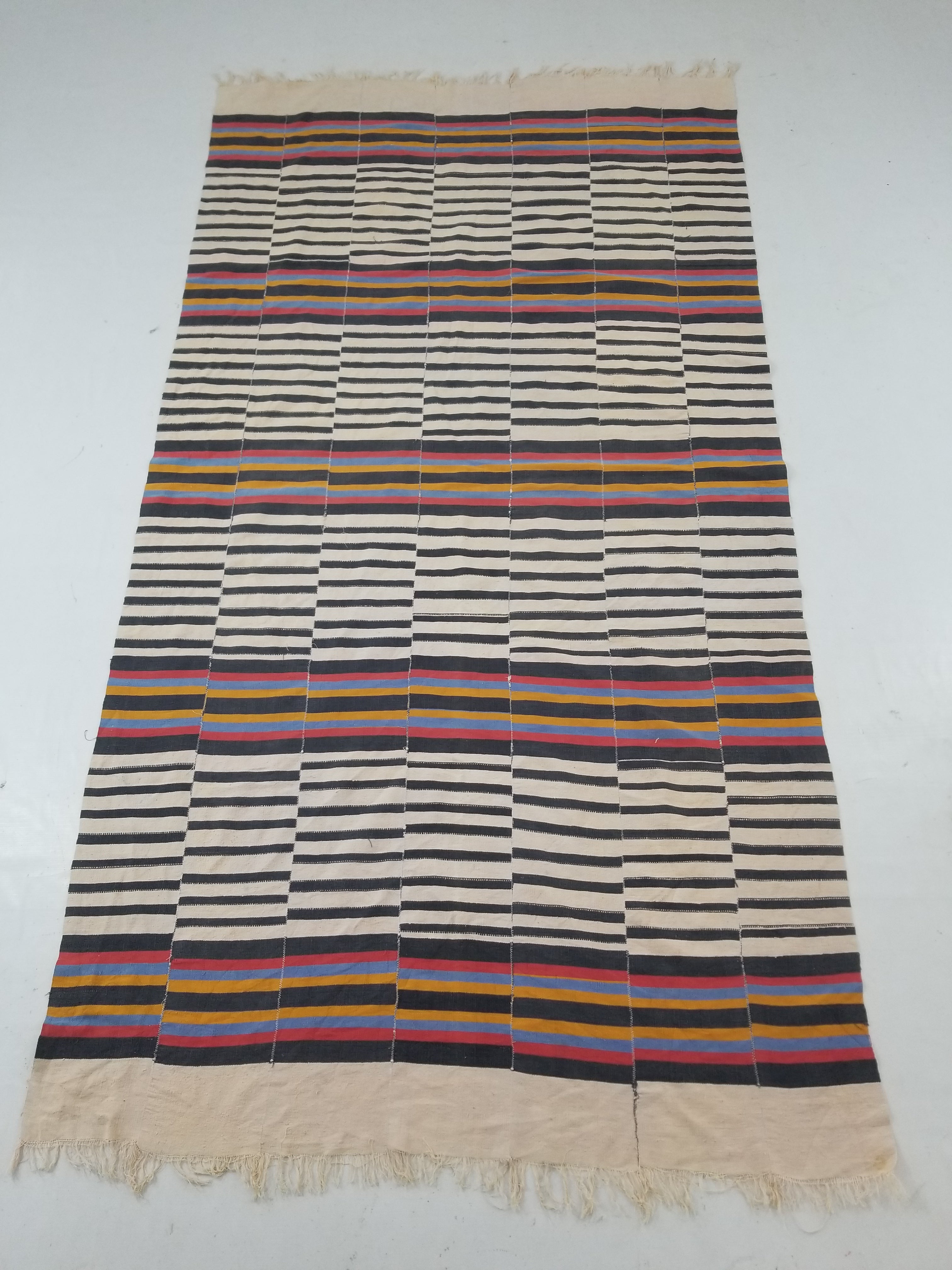 Vintage West African Handwoven Vertical Seams Striped Cloth Textile 238x127cm
