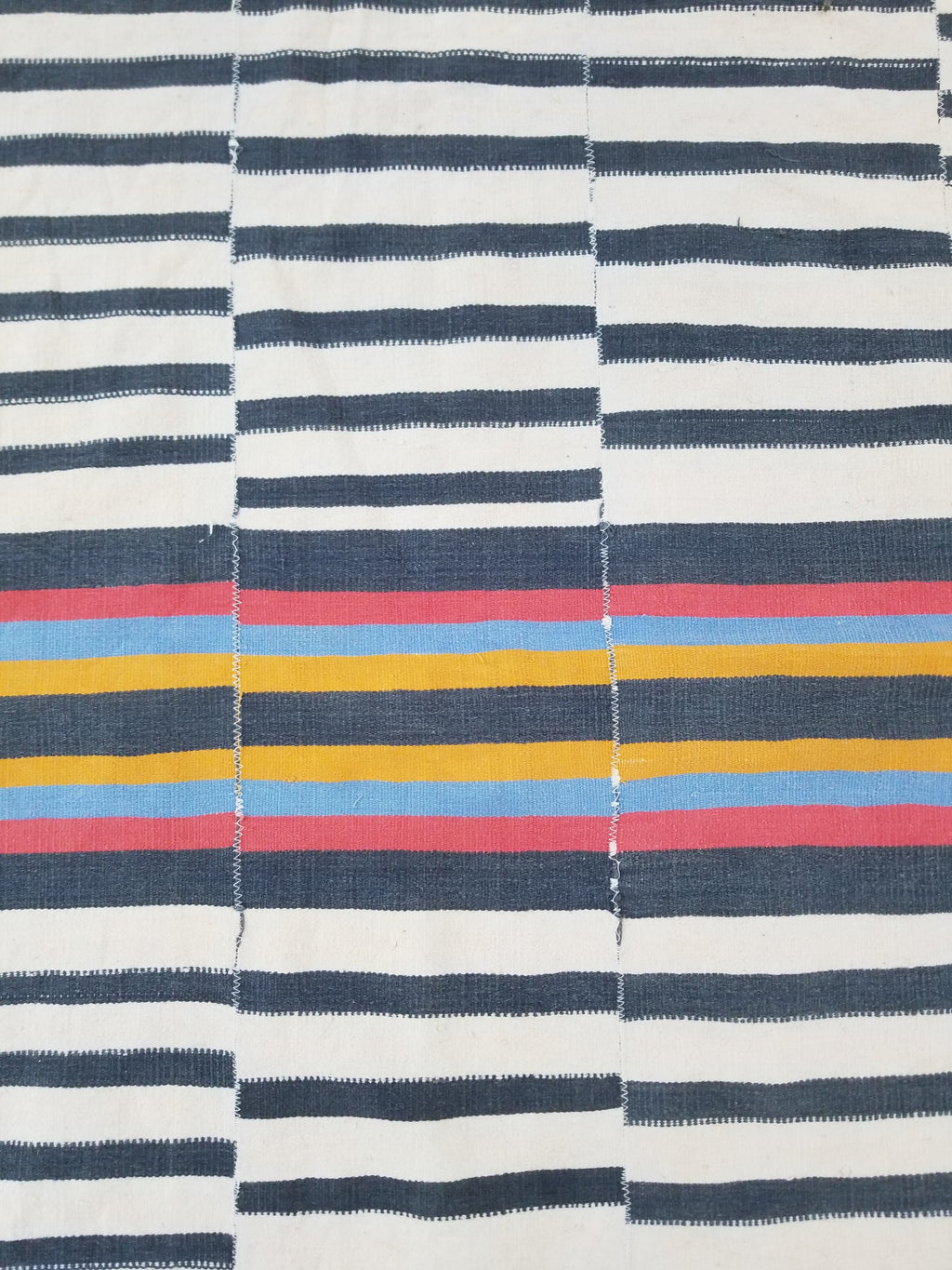 Vintage West African Handwoven Vertical Seams Striped Cloth Textile 238x127cm