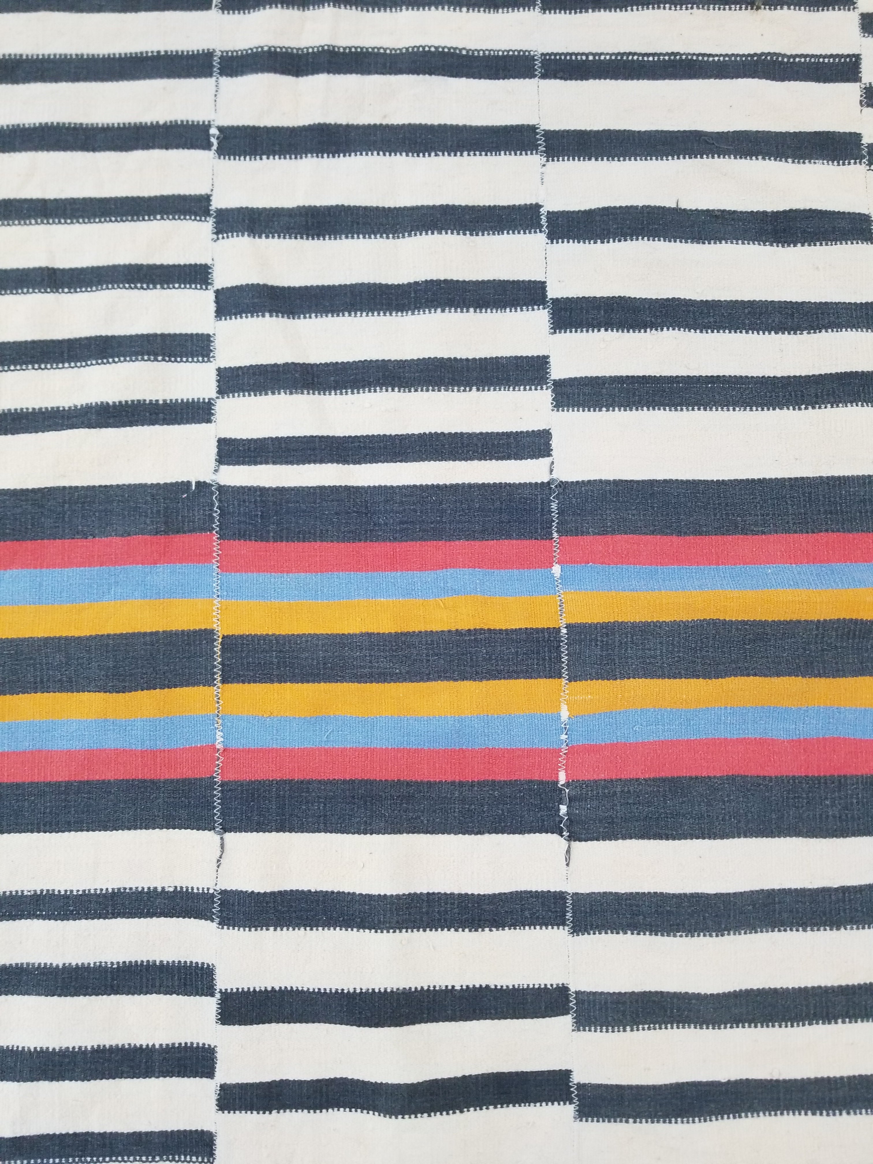 Vintage West African Handwoven Vertical Seams Striped Cloth Textile 238x127cm