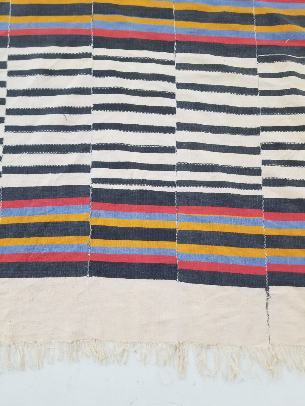 Vintage West African Handwoven Vertical Seams Striped Cloth Textile 238x127cm