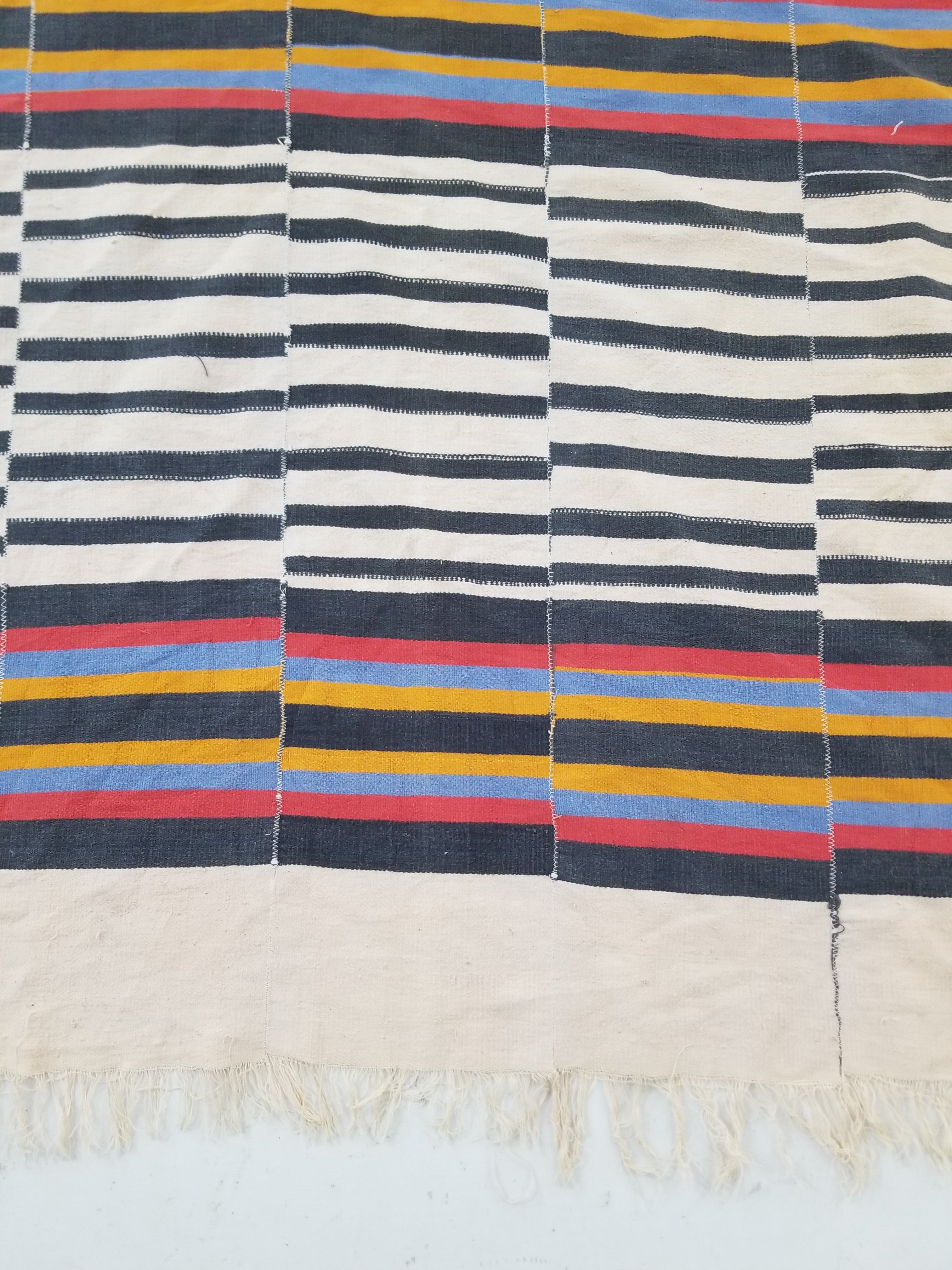 Vintage West African Handwoven Vertical Seams Striped Cloth Textile 238x127cm