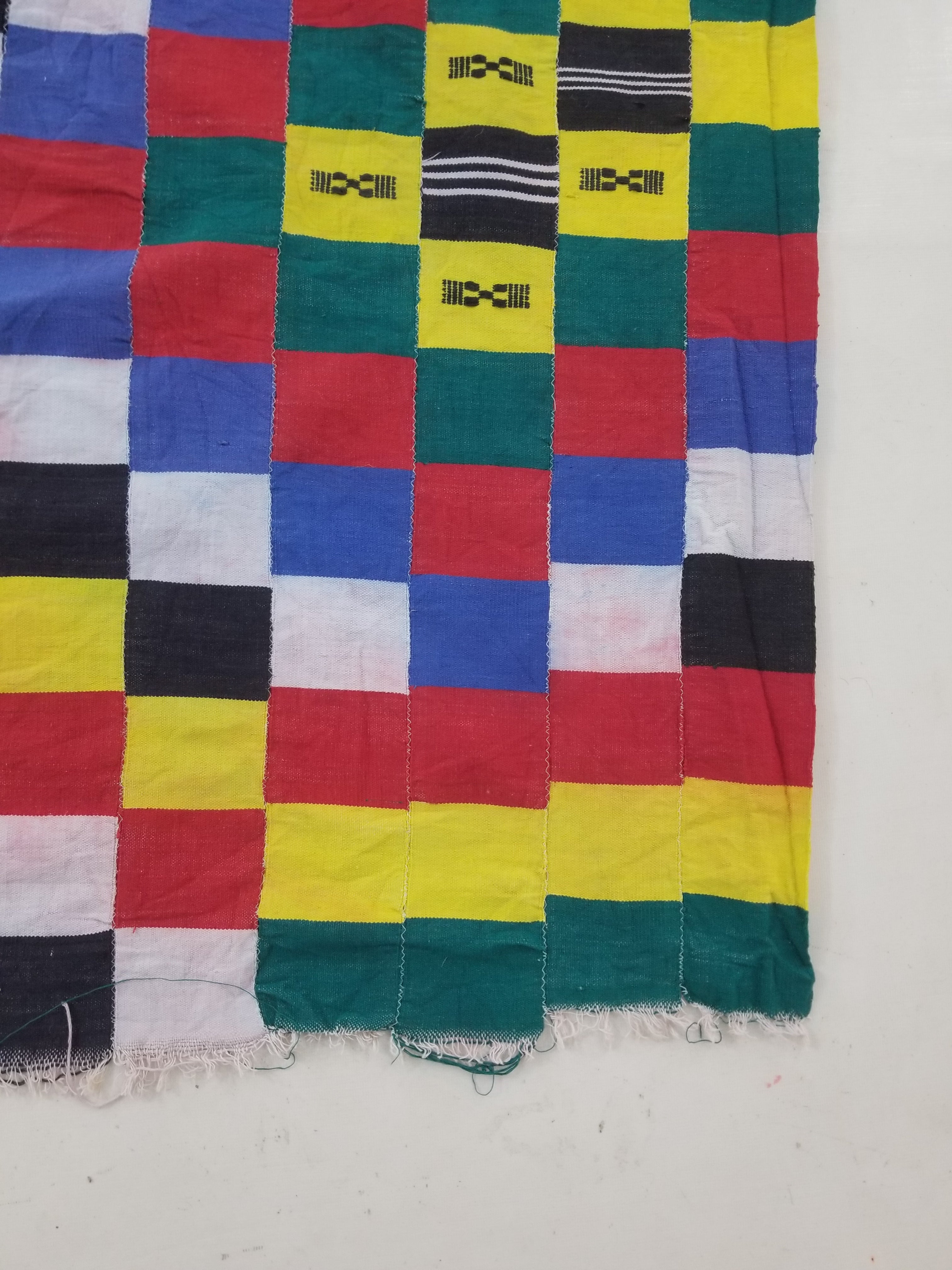 Vintage African Handwoven Ewe Kente Cloth - Ghana Ceremonial Textile 212x119cm