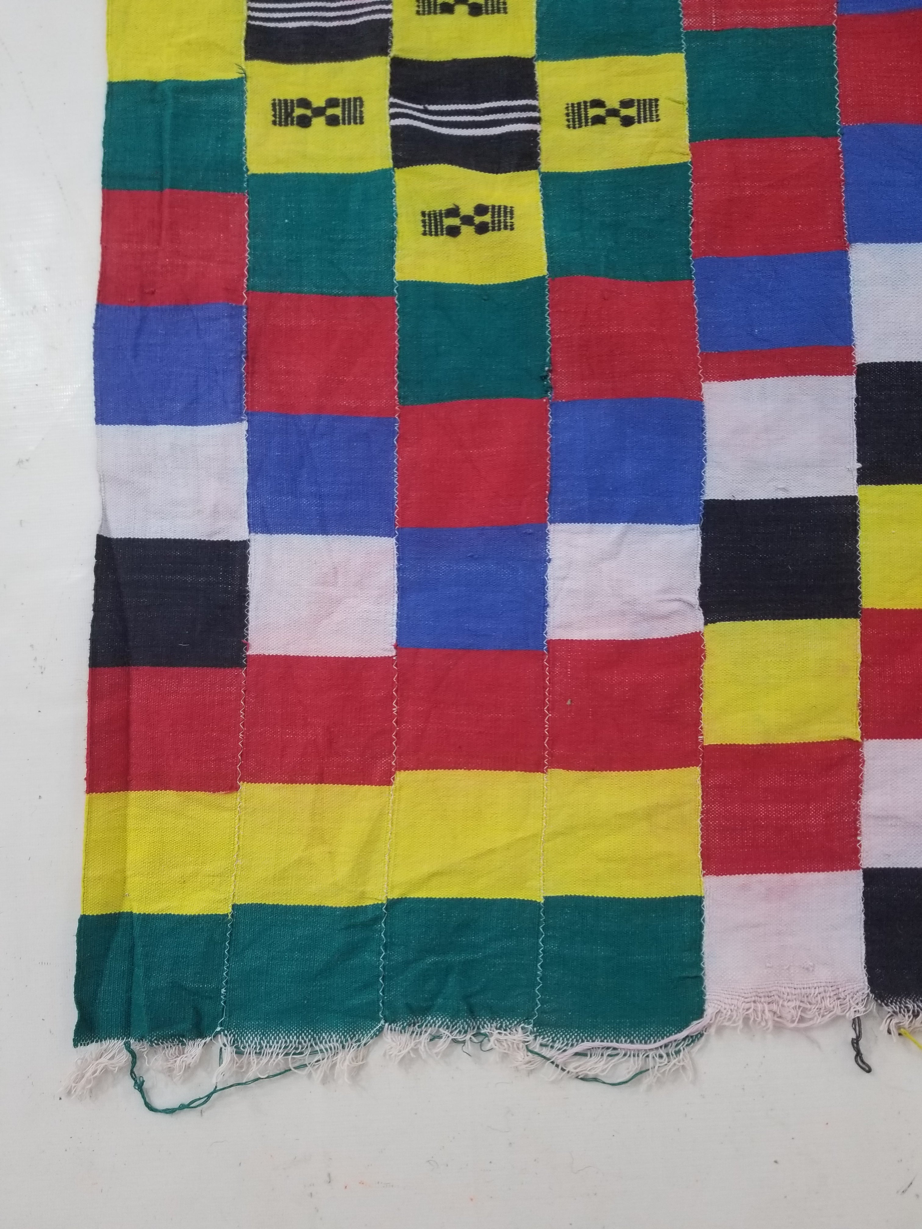 Vintage African Handwoven Ewe Kente Cloth - Ghana Ceremonial Textile 212x119cm