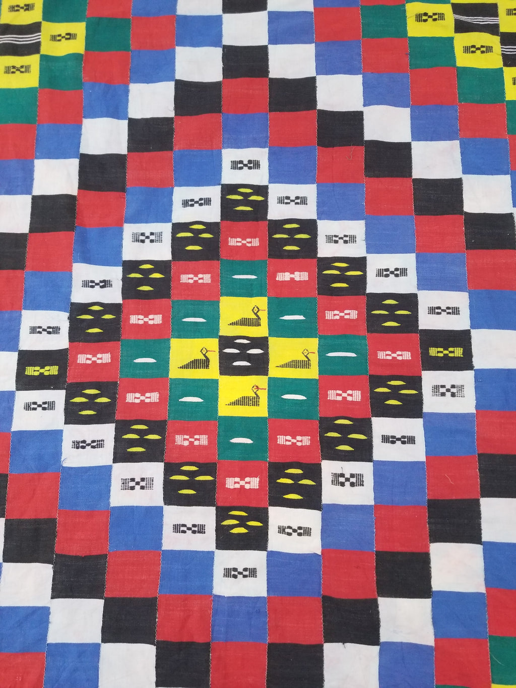 Vintage African Handwoven Ewe Kente Cloth - Ghana Ceremonial Textile 212x119cm
