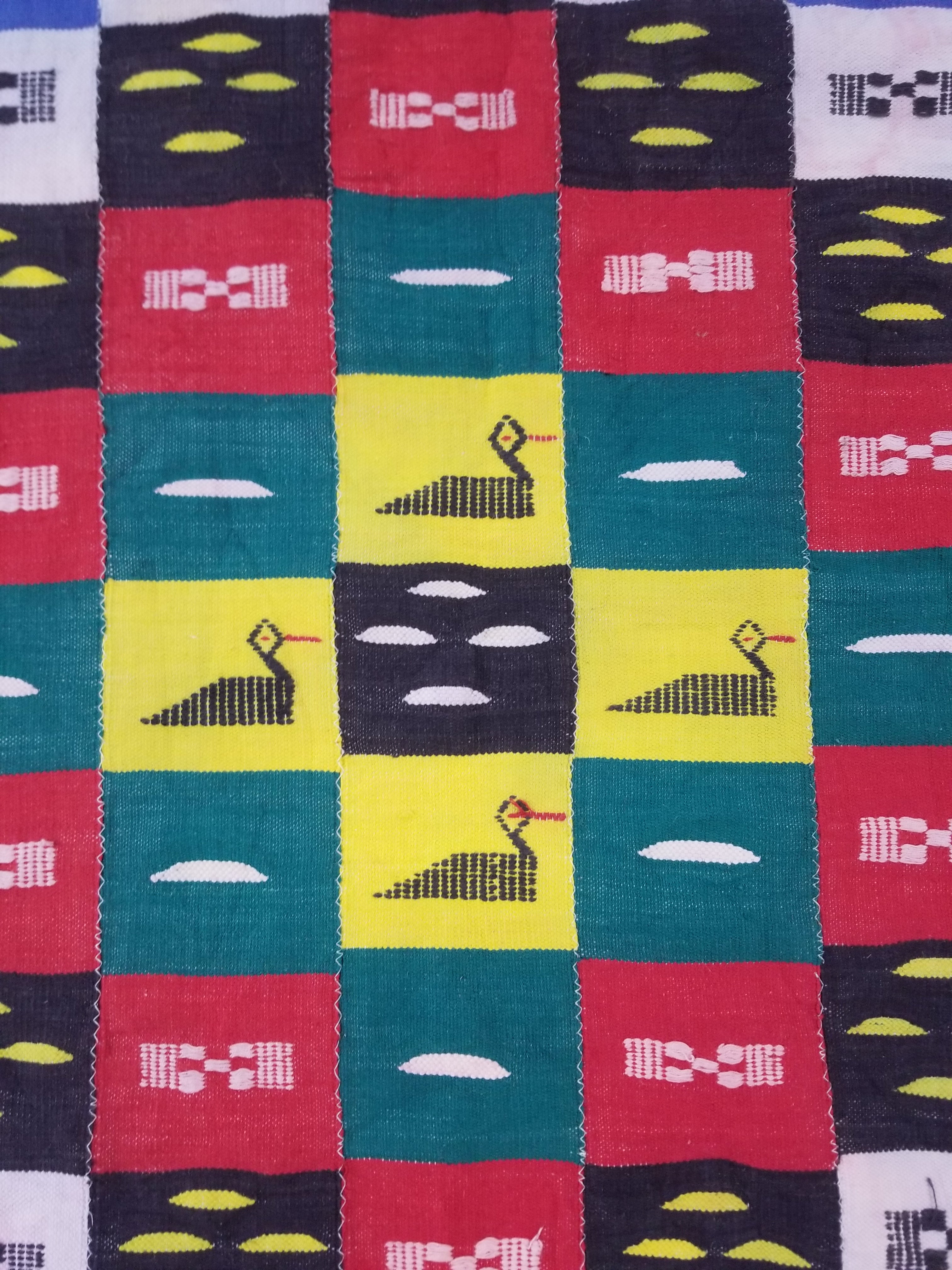 Vintage African Handwoven Ewe Kente Cloth - Ghana Ceremonial Textile 212x119cm