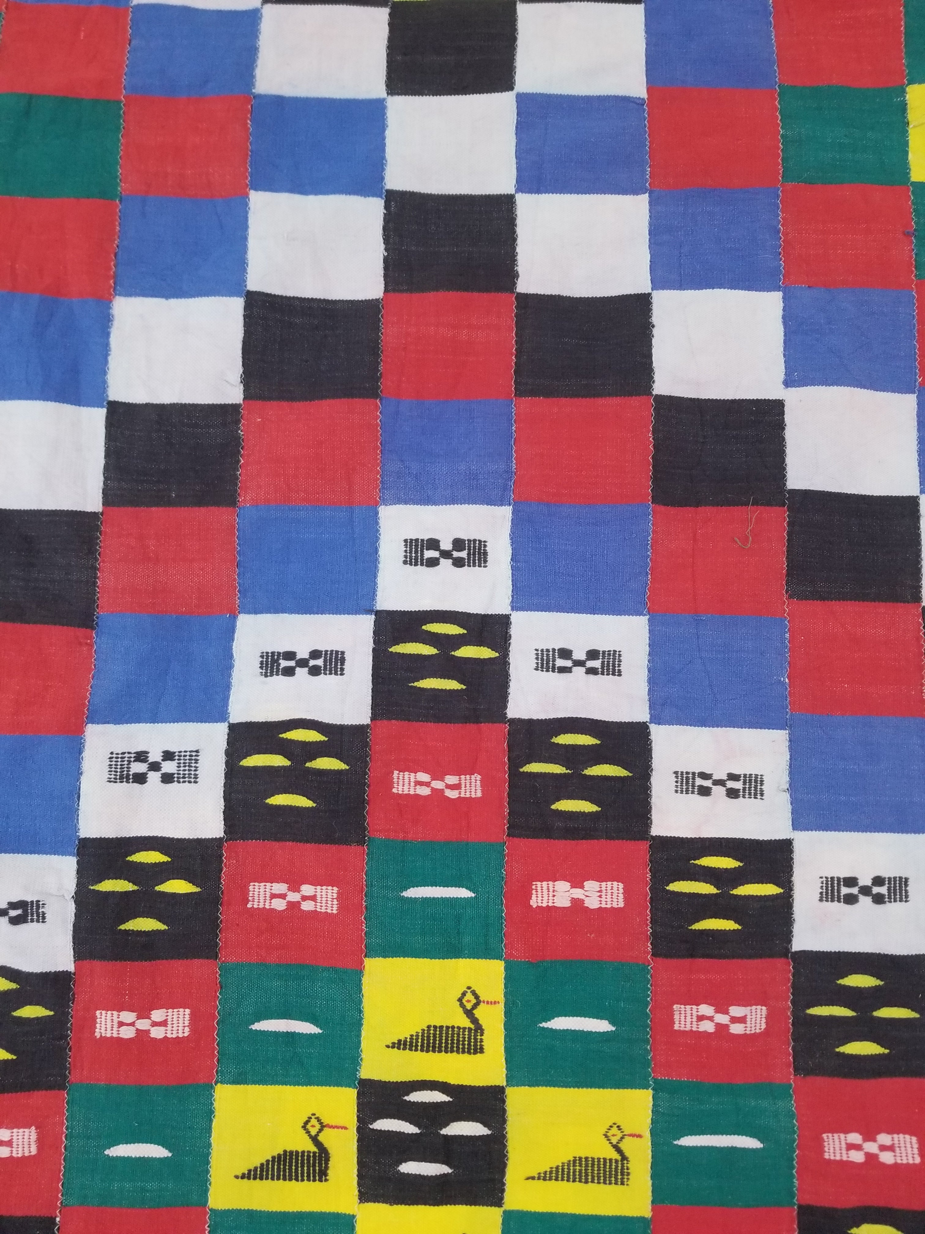 Vintage African Handwoven Ewe Kente Cloth - Ghana Ceremonial Textile 212x119cm