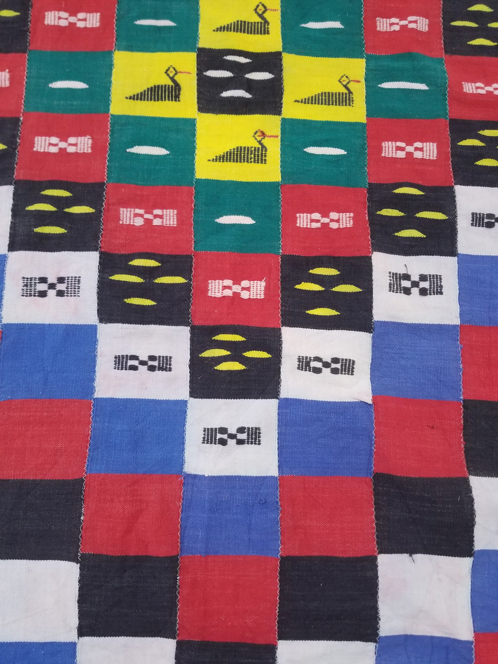 Vintage African Handwoven Ewe Kente Cloth - Ghana Ceremonial Textile 212x119cm