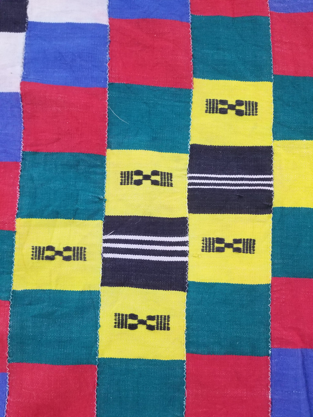 Vintage African Handwoven Ewe Kente Cloth - Ghana Ceremonial Textile 212x119cm