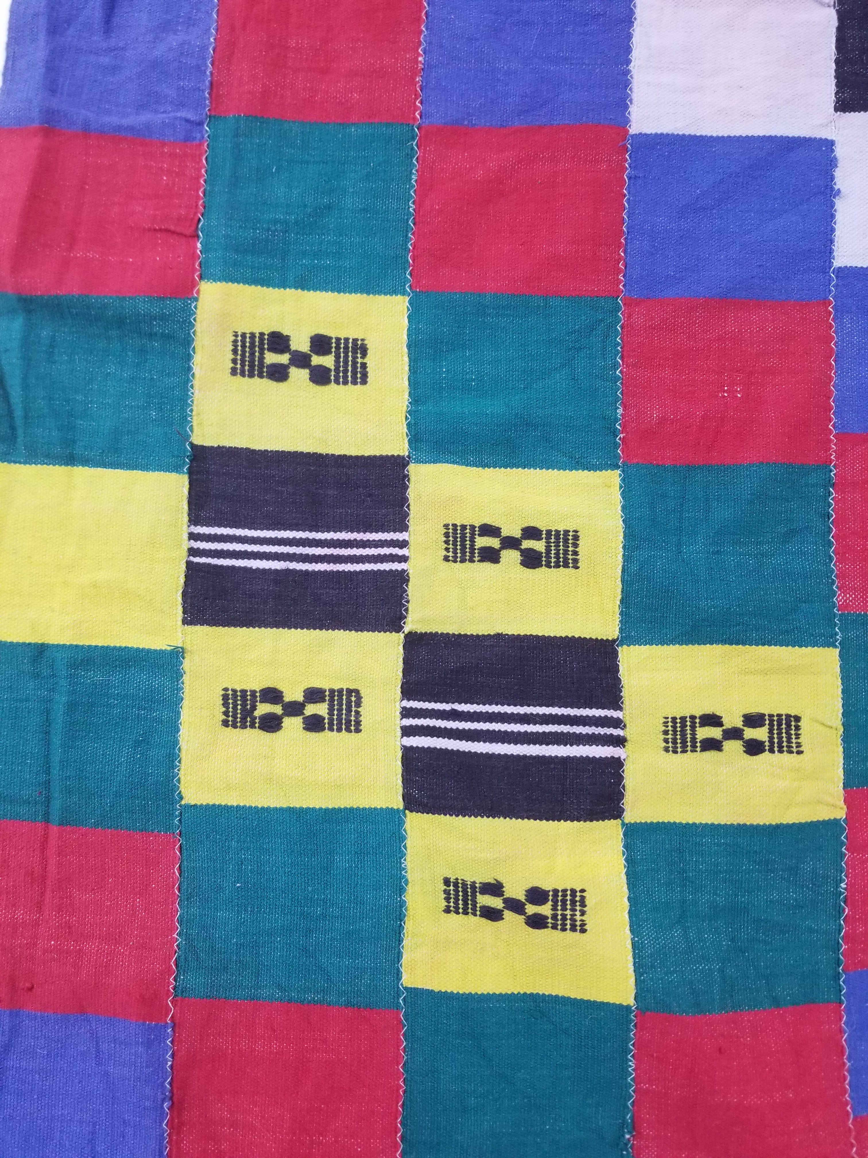 Vintage African Handwoven Ewe Kente Cloth - Ghana Ceremonial Textile 212x119cm