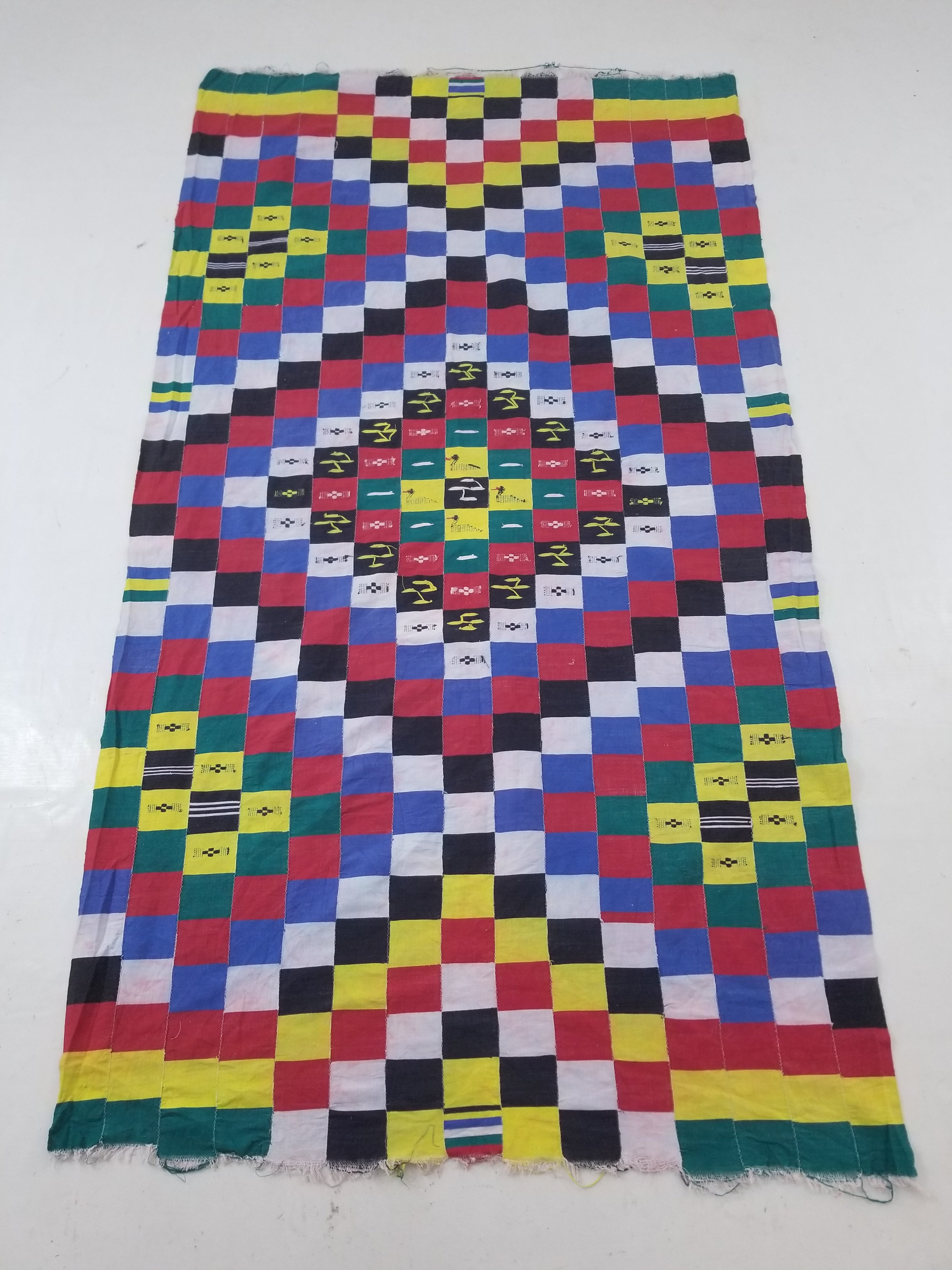 Vintage African Handwoven Ewe Kente Cloth - Ghana Ceremonial Textile 212x119cm