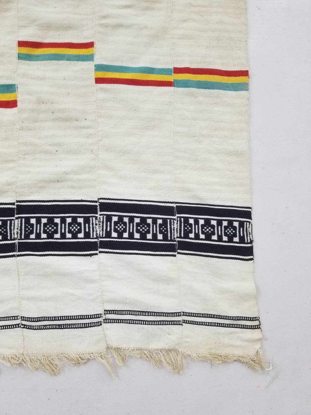 Vintage African Handwoven Striped Kente Cloth Textile 233x127cm